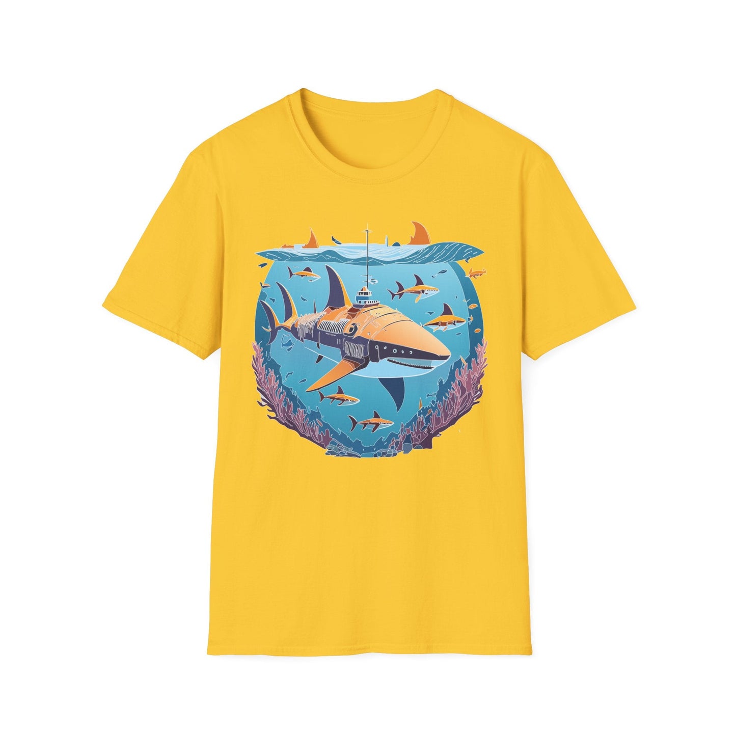Ocean Tee Shirt Unisex Softstyle Cotton Tee 4.5 Oz Lightweight U Boat Theme Design
