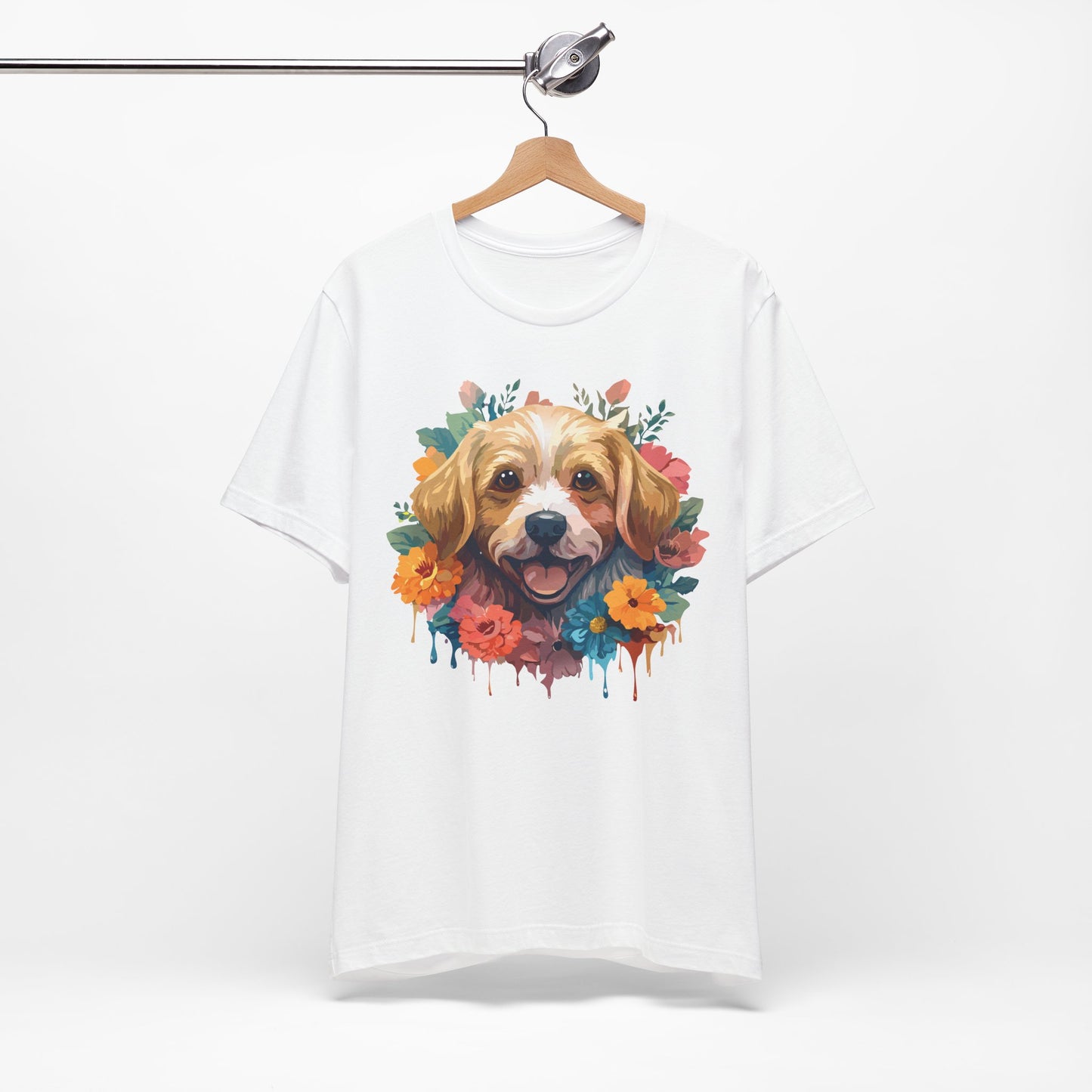 Floral Dog Tee, Animal Shirt, Dog Shirt, Floral Tee, Flower T-shirt, T-Shirt with Animal, Summer Top with Art Design