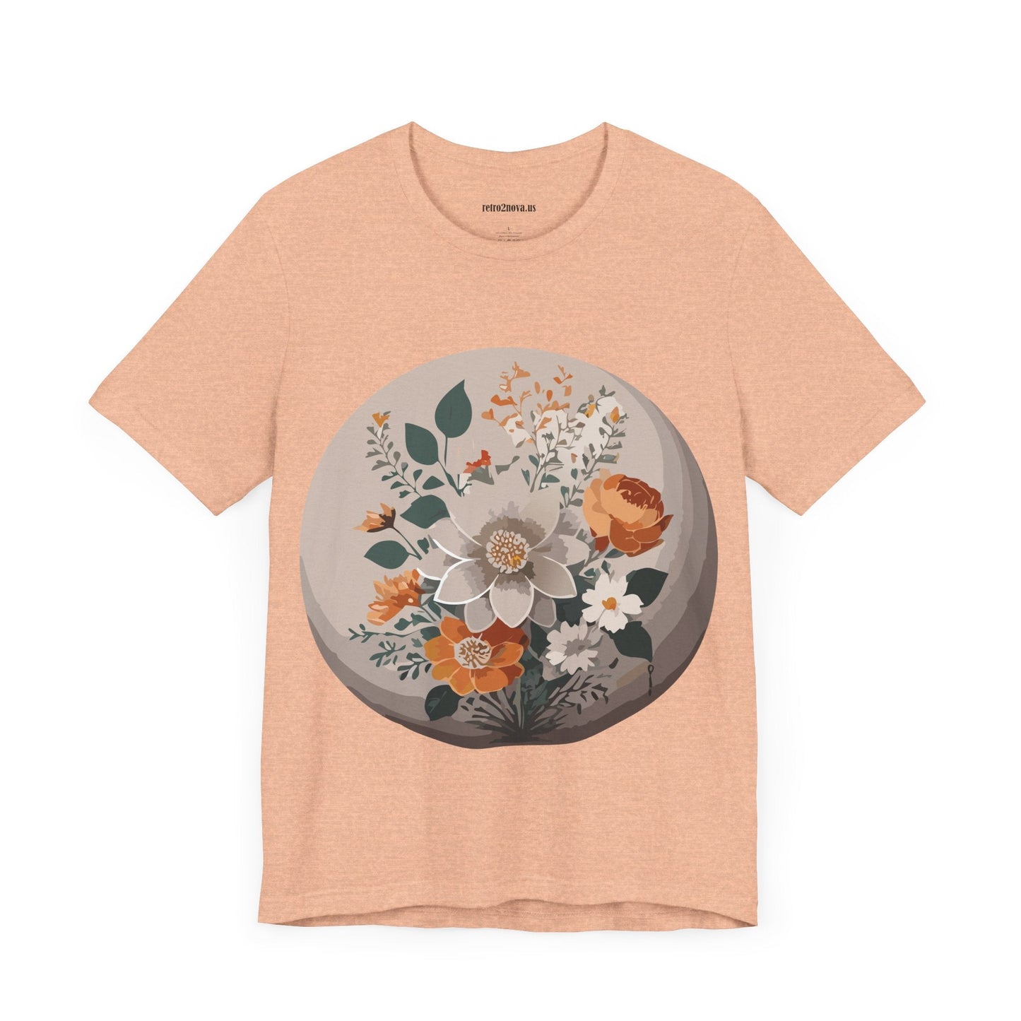 Retro2Nova Floral Shirt Unisex Short Sleeve Tee Lightweight Breathable Cotton Blend Jersey