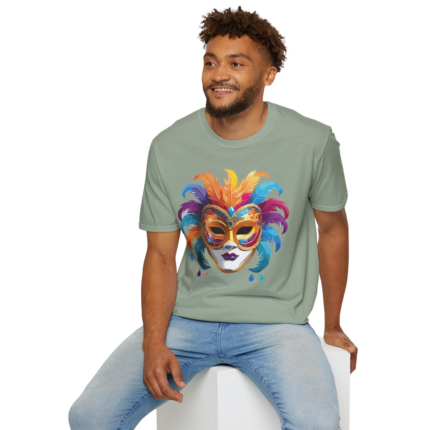Mask Tee Shirt Unisex Masquerade Design Art Graphic Gildan Softstyle 64000 Cotton Tee
