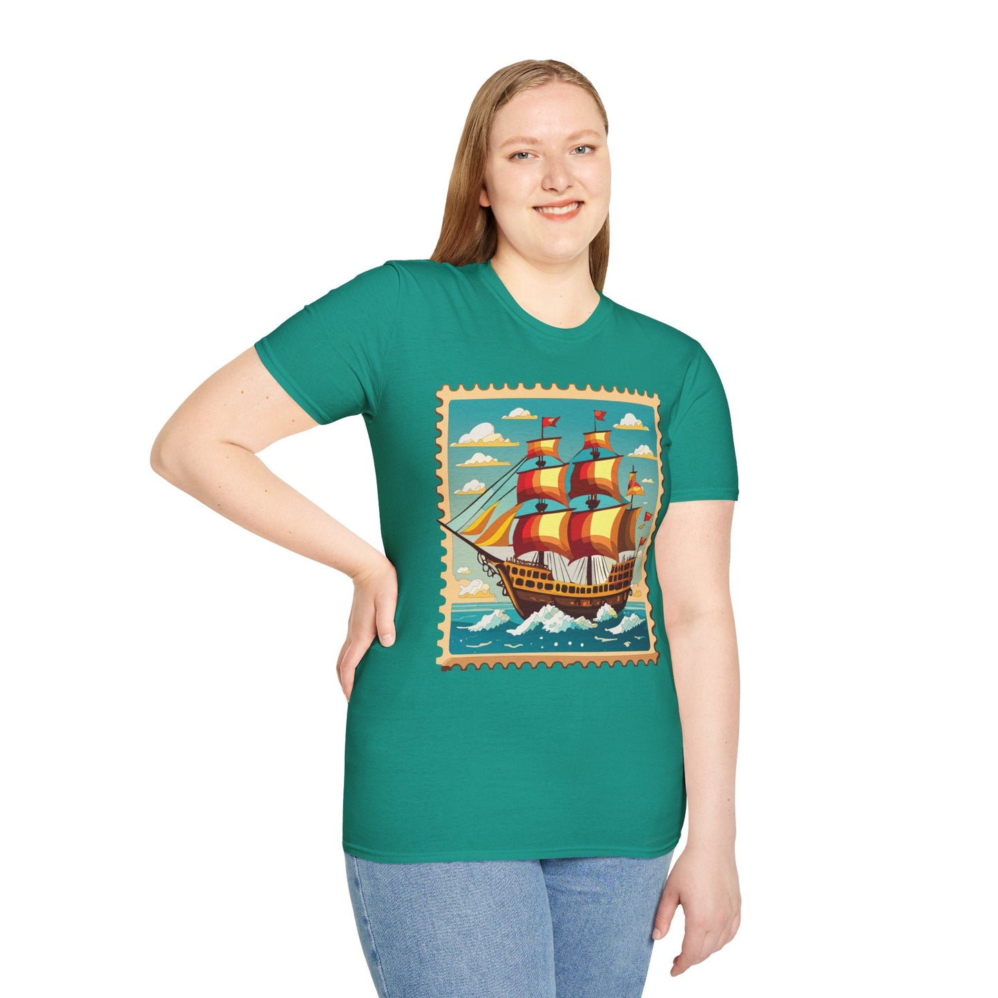Unisex Softstyle Short Sleeve T Shirt Gildan 64000 Ring Spun Cotton Vessel Ship Frigate Tee