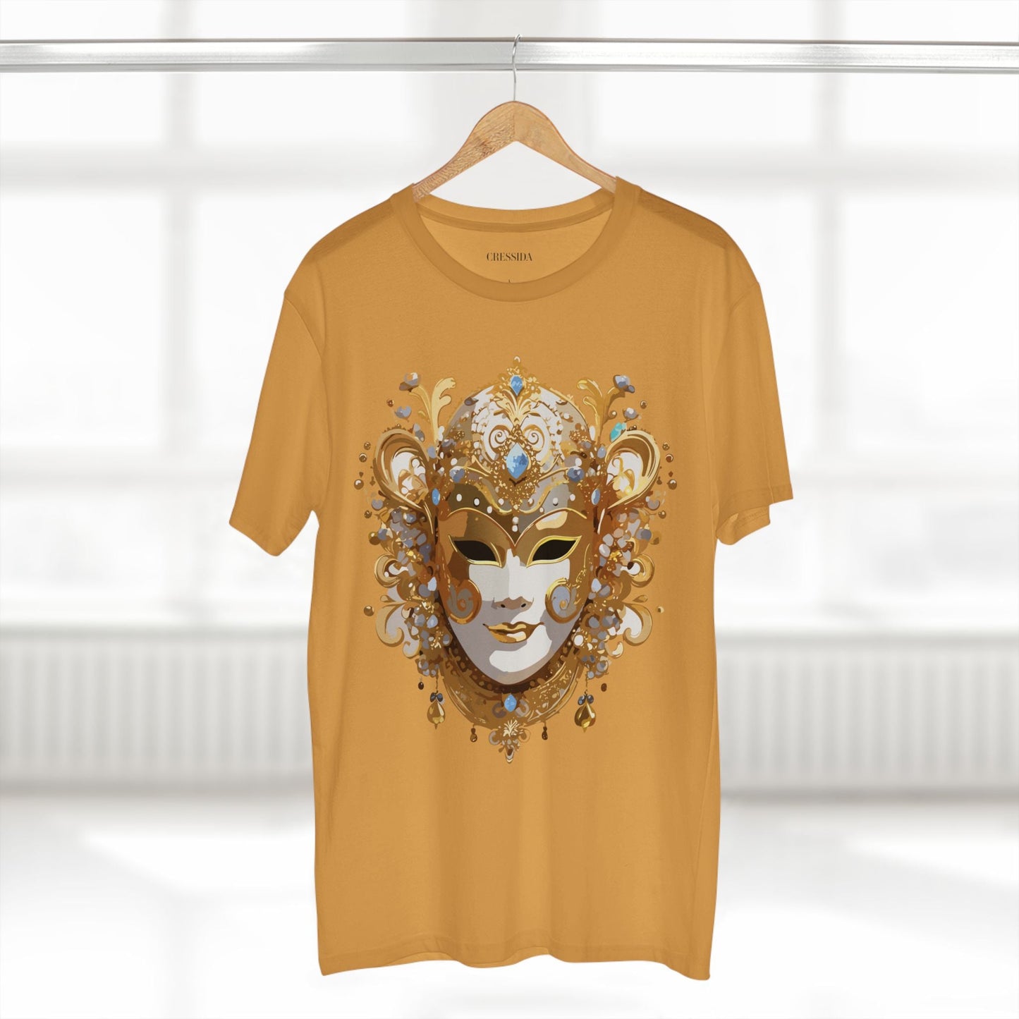Carnival Mask Graphic T-Shirt Unisex 100 Cotton With Antique Gold Art Design Tee 25