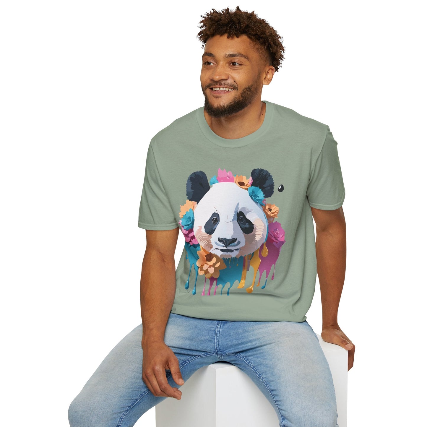 Unisex Panda Shirt Softstyle Cotton Tee For Everyday Wear With Cute Animal Print