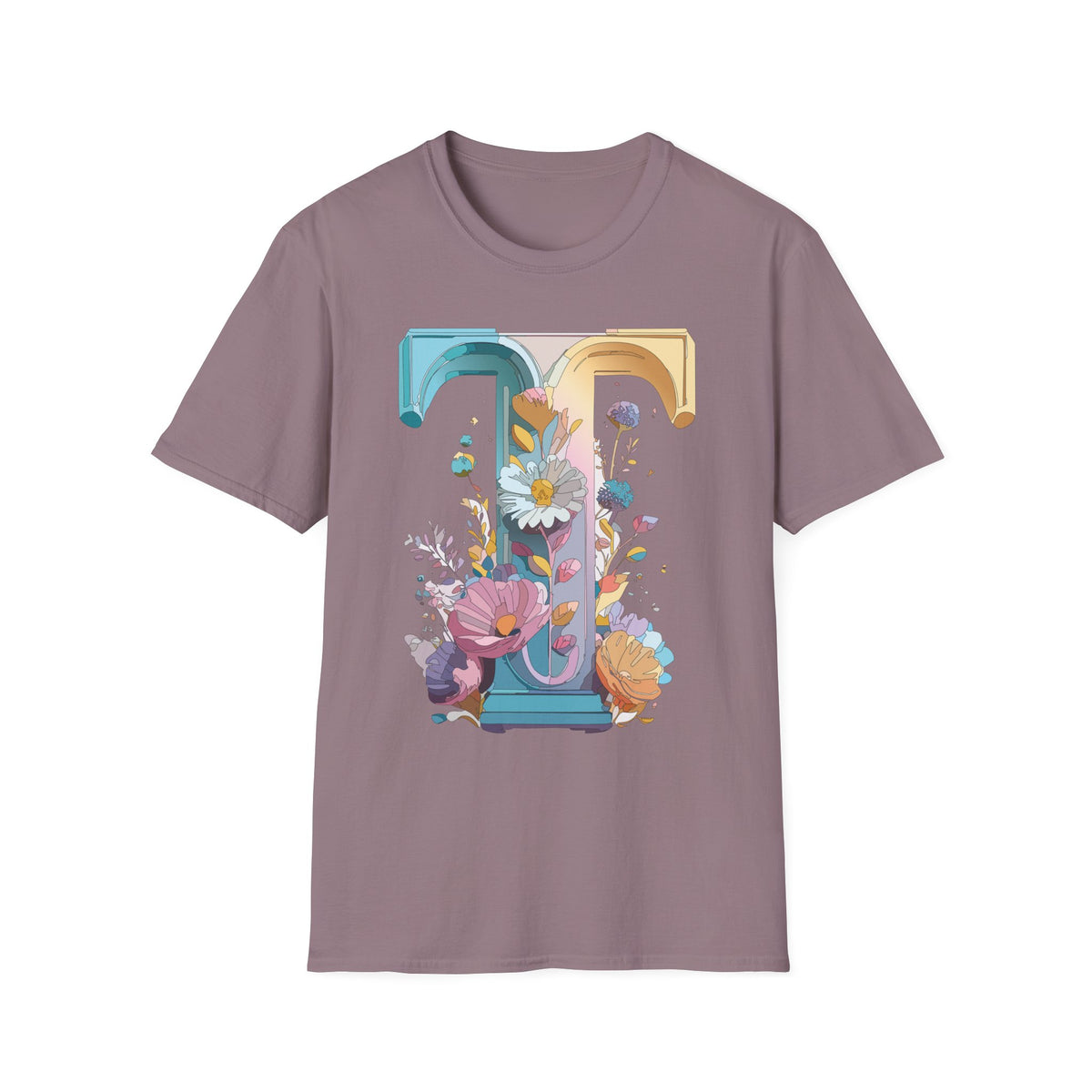 Floral Letter T Monogram T-Shirt | Botanical Initial Tee