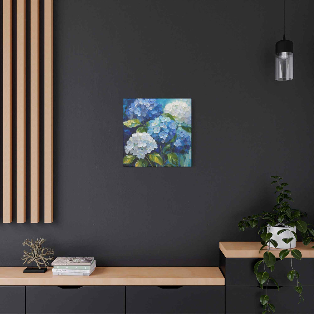 Hydrangeas Print Canvas, Flowers Oil Paint Print 20x20, 24x24, 30x30, 32x32, 36x36, Floral Art Design Print Non-Frame MC-32