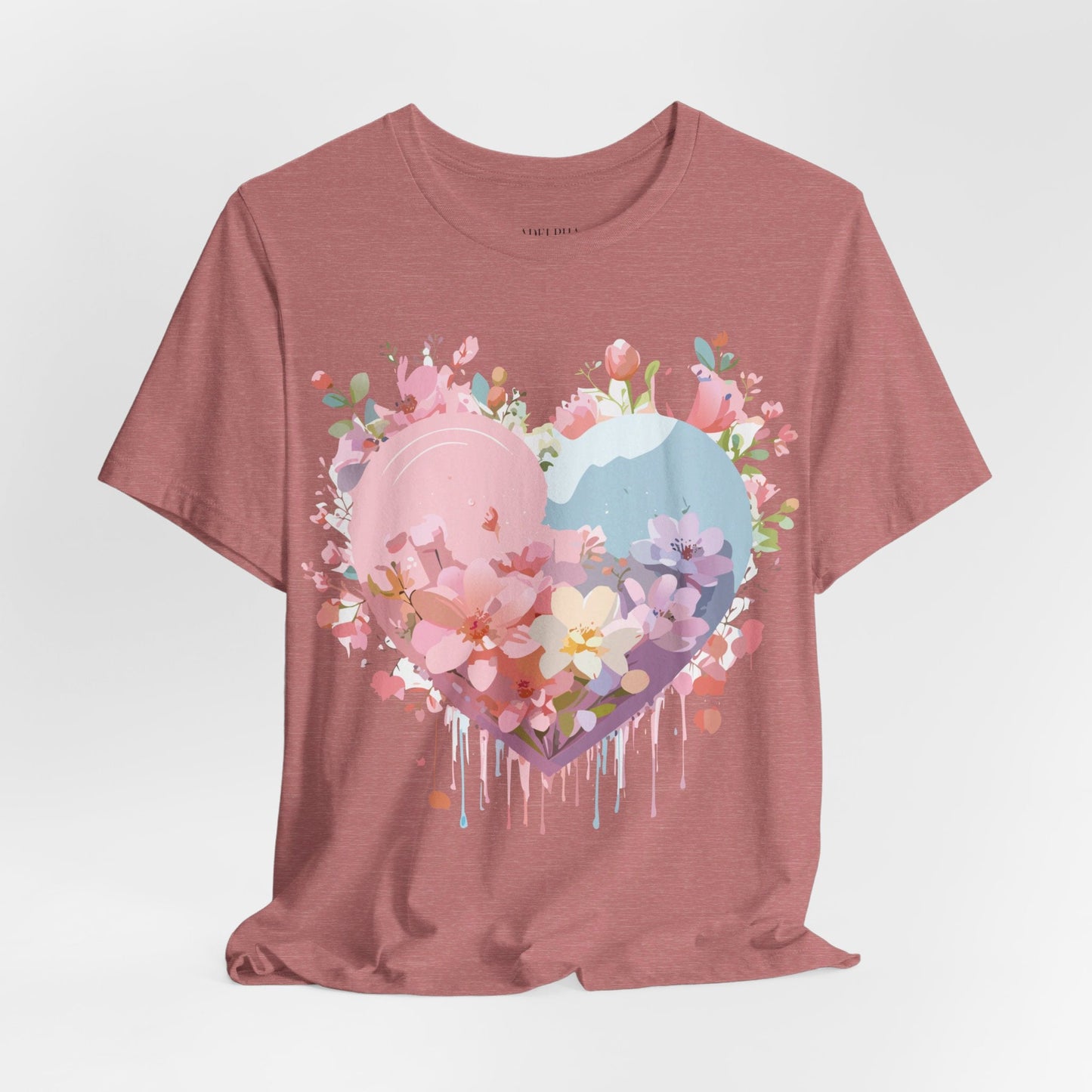 Valentine Day Graphic Unisex 100 Cotton Vintage Artwork with Love and Flower Design Tee 31