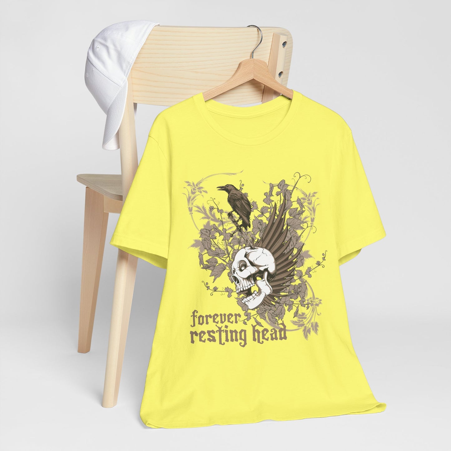Forever Resting Head Tee, Edgy Graphic Shirt, Music T-Shirt, Gothic Tees, Skull Shirt, Art Design Tee, Skull Graphic Top