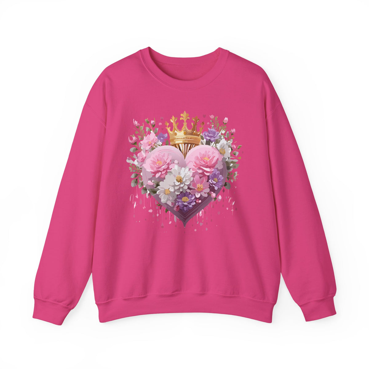 Floral Heart Love Graphic Valentine's Day Sweatshirt Unisex 50/50 Cotton-Poly Sweatshirt w20