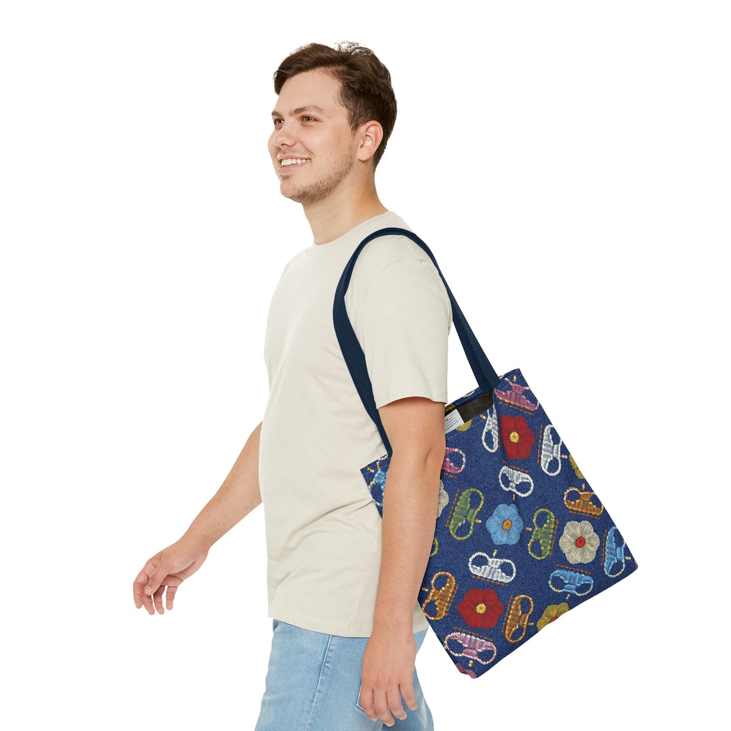 Denim Fabric Imitation Print Unisex Canvas Bag Poly Spun 3 Sizes Tote Bag 154