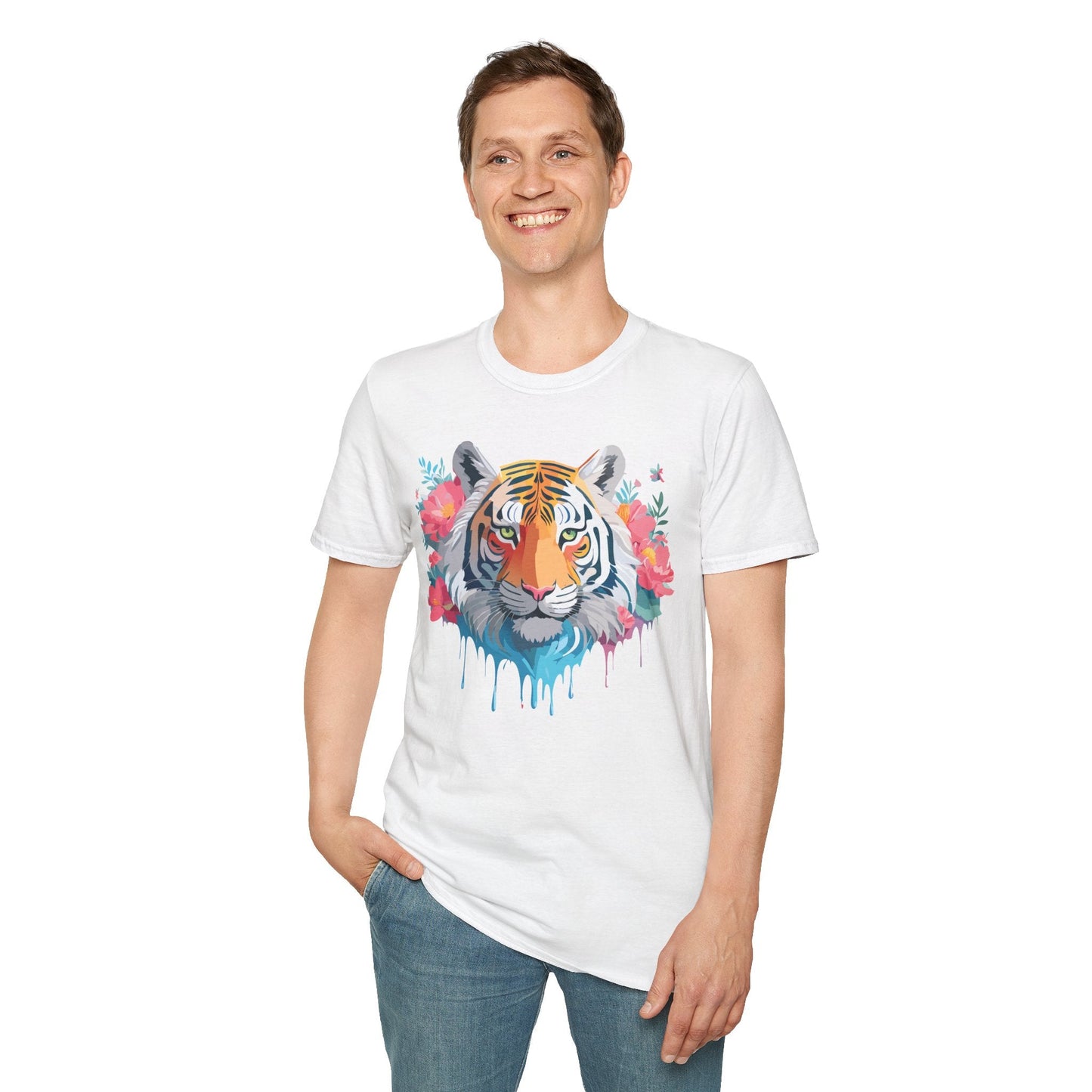 Tiger Shirt Unisex Animal Tee 100 Percent Ring Spun Cotton Softstyle