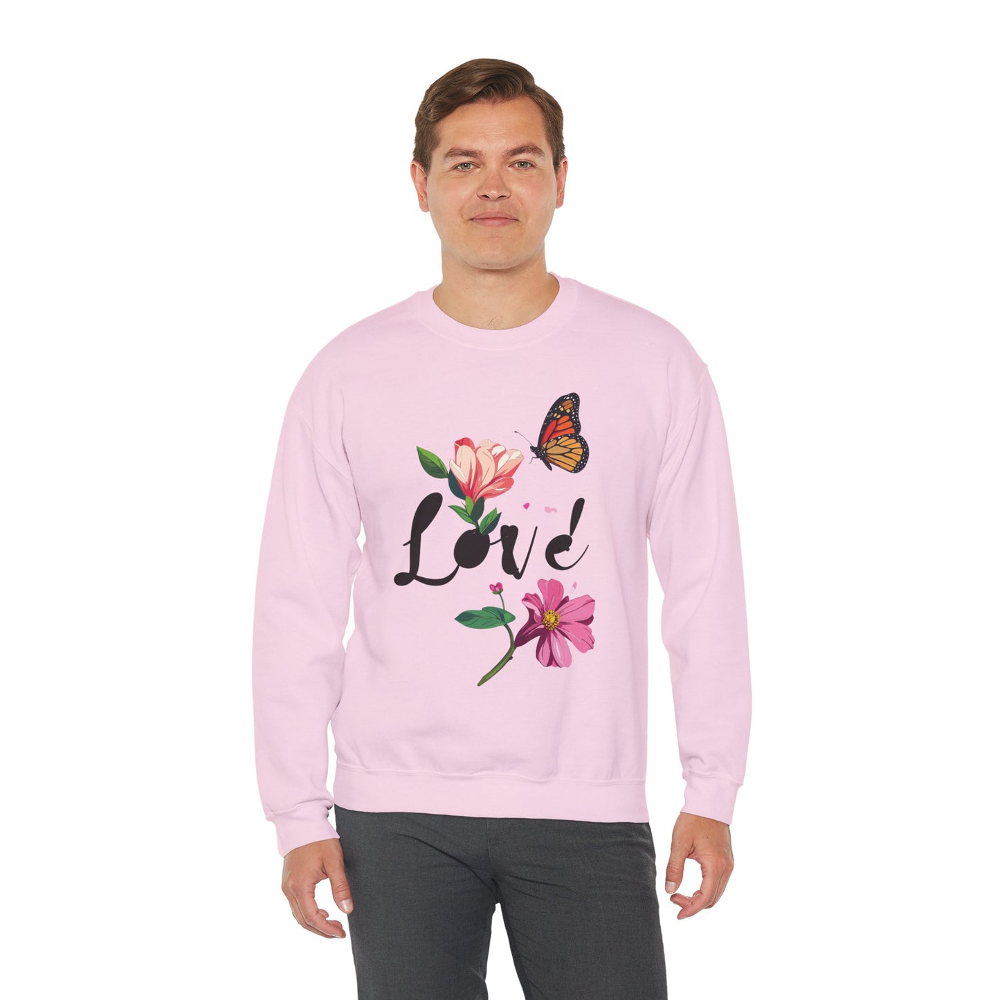 Floral Love Sweatshirt, Floral Butterfly Sweatshirt, Love Sweatshirt, Valentine's Day Sweatshirt, Floral Sweatshirt 120