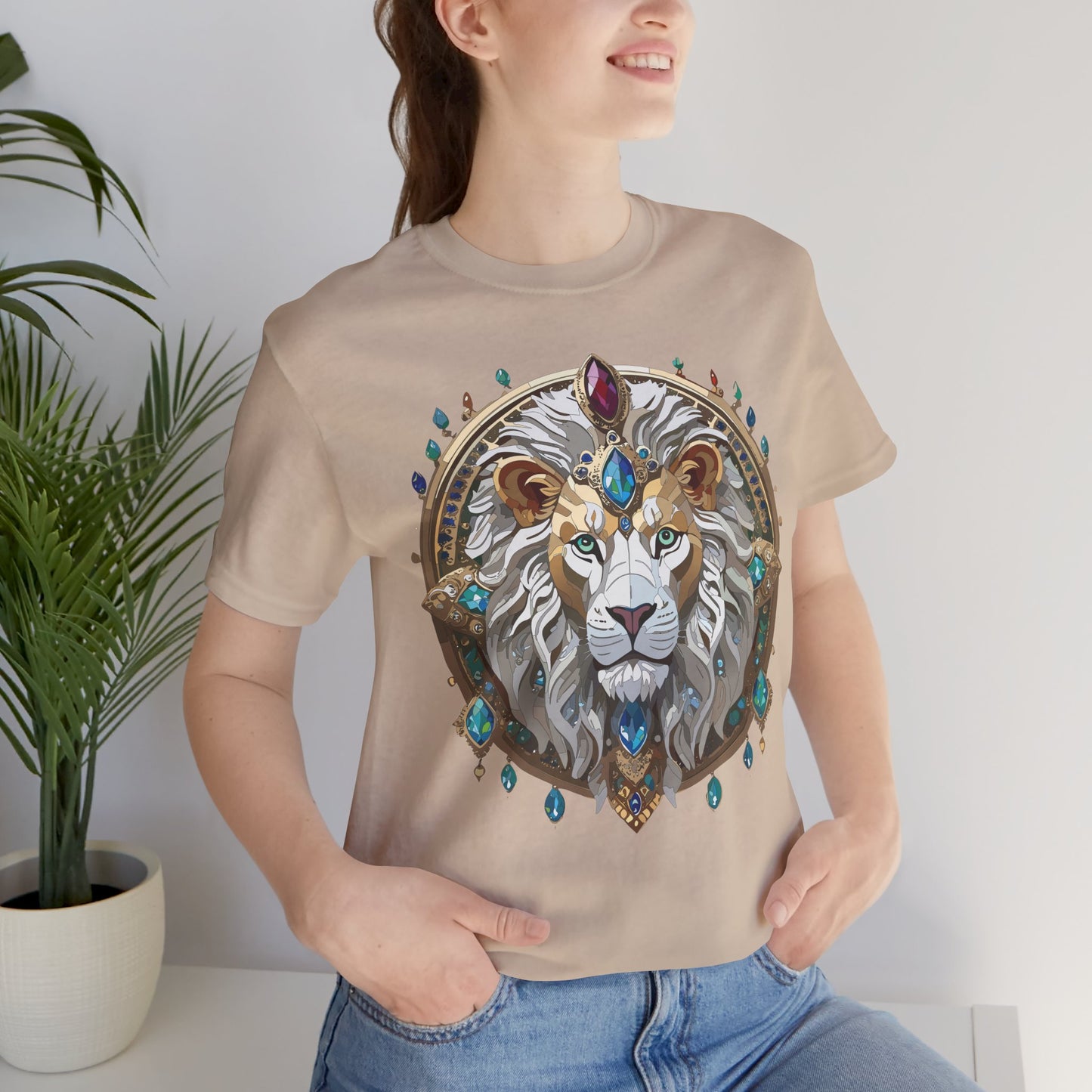 Unisex Lion Graphic Tee, Animal Shirt, Tee Shirt with Lion, Medallion T-Shirt, Animal Medallion Tees