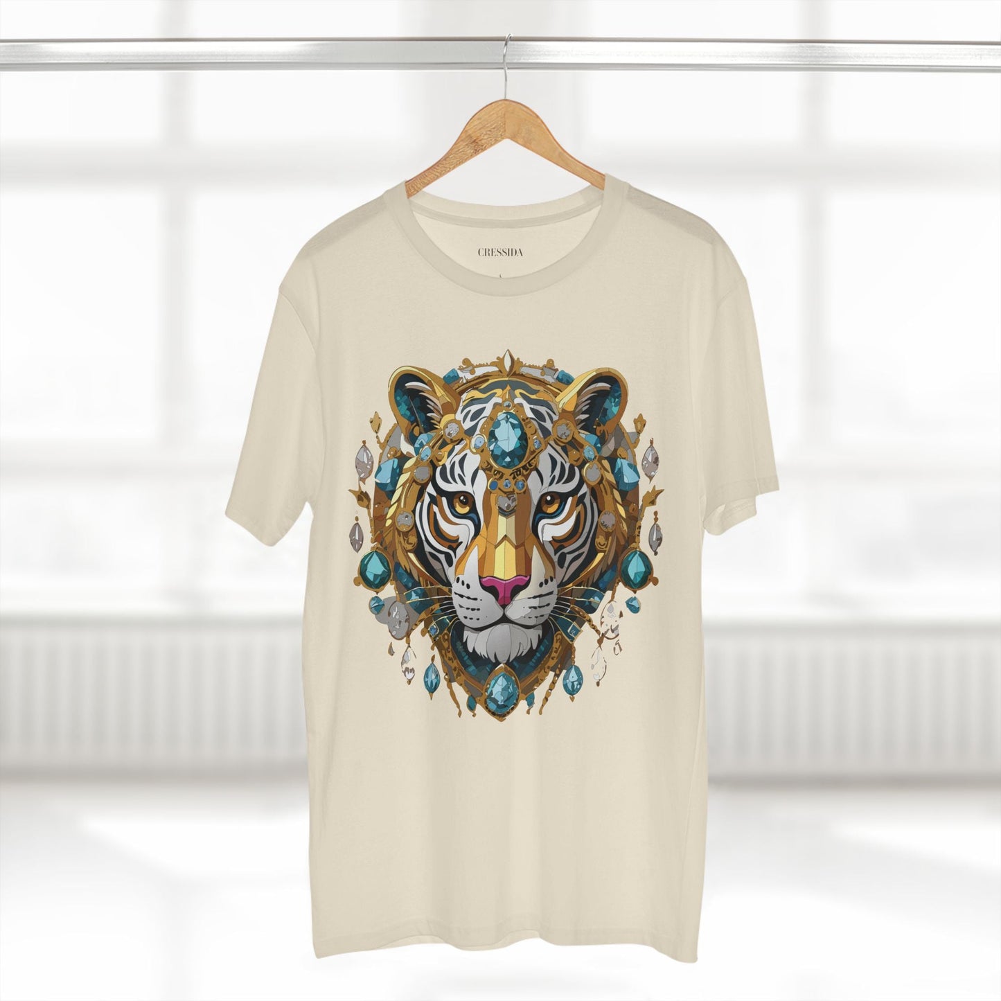 Tiger Graphic Unisex 100 Cotton Tee With Unique Animal Golden Medallion Art Design 50