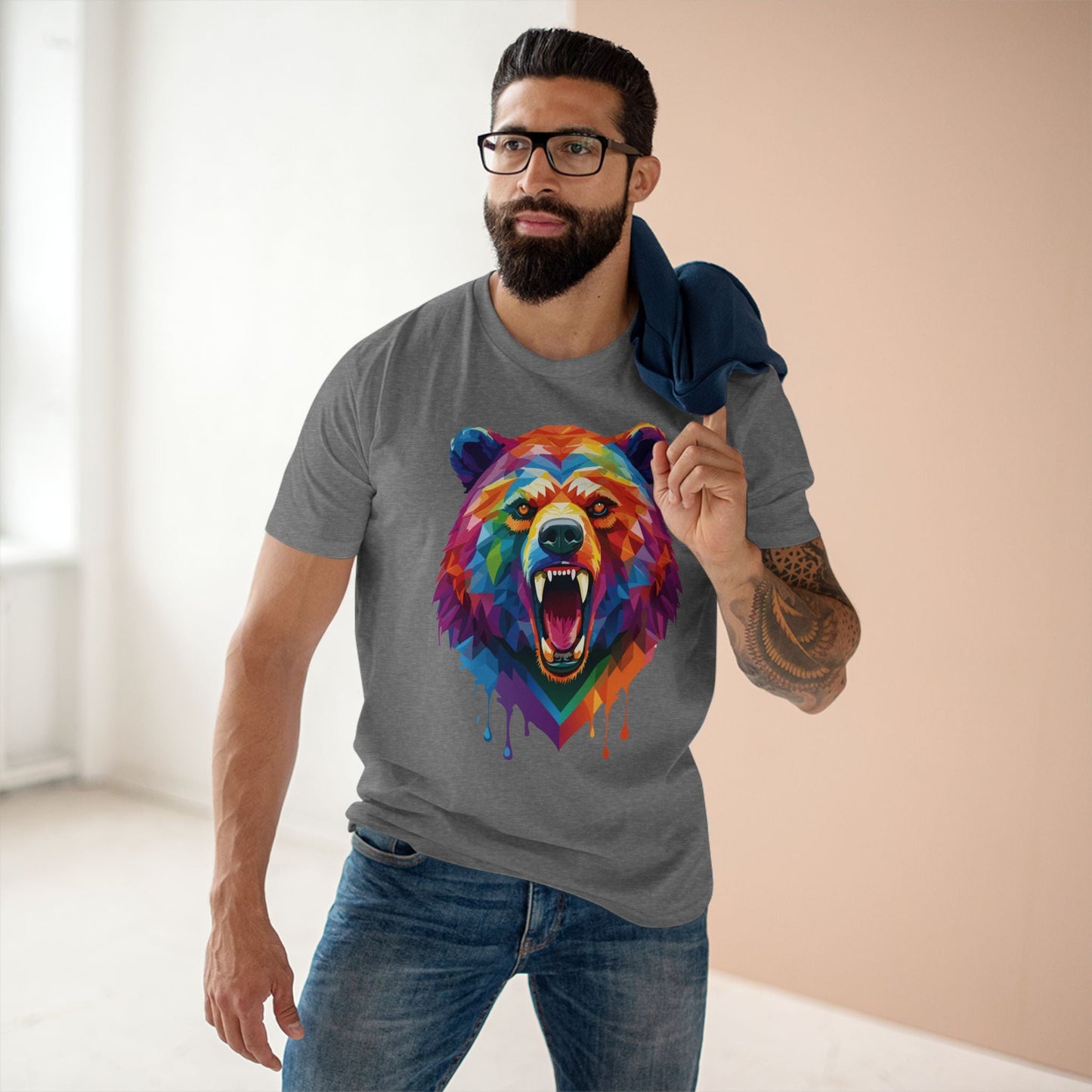 Bear Graphic Unisex 100 Cotton Staple Tee with Animal Design Artwork 14