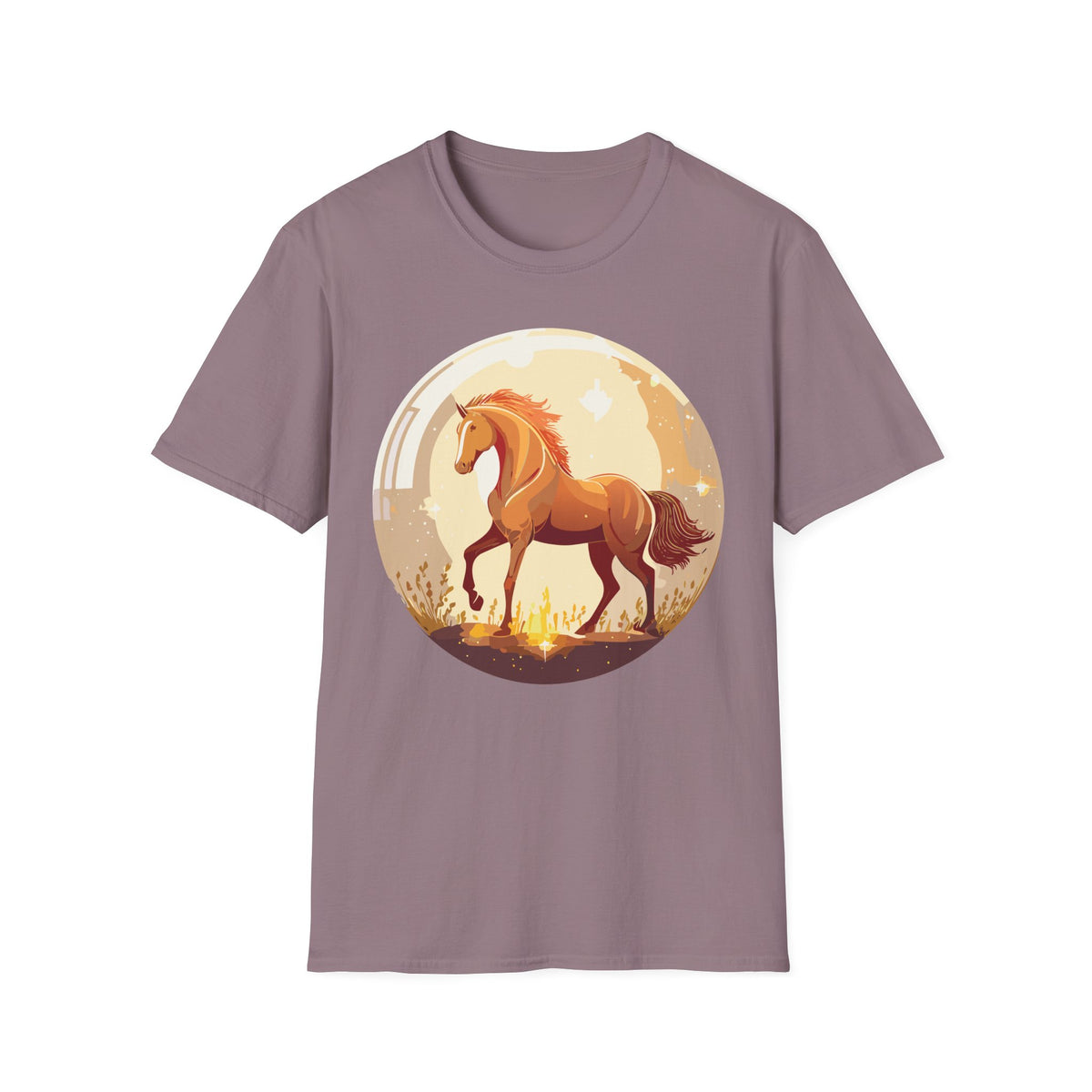 Sunset Chestnut Horse T-Shirt | Galloping Horse Graphic Tee