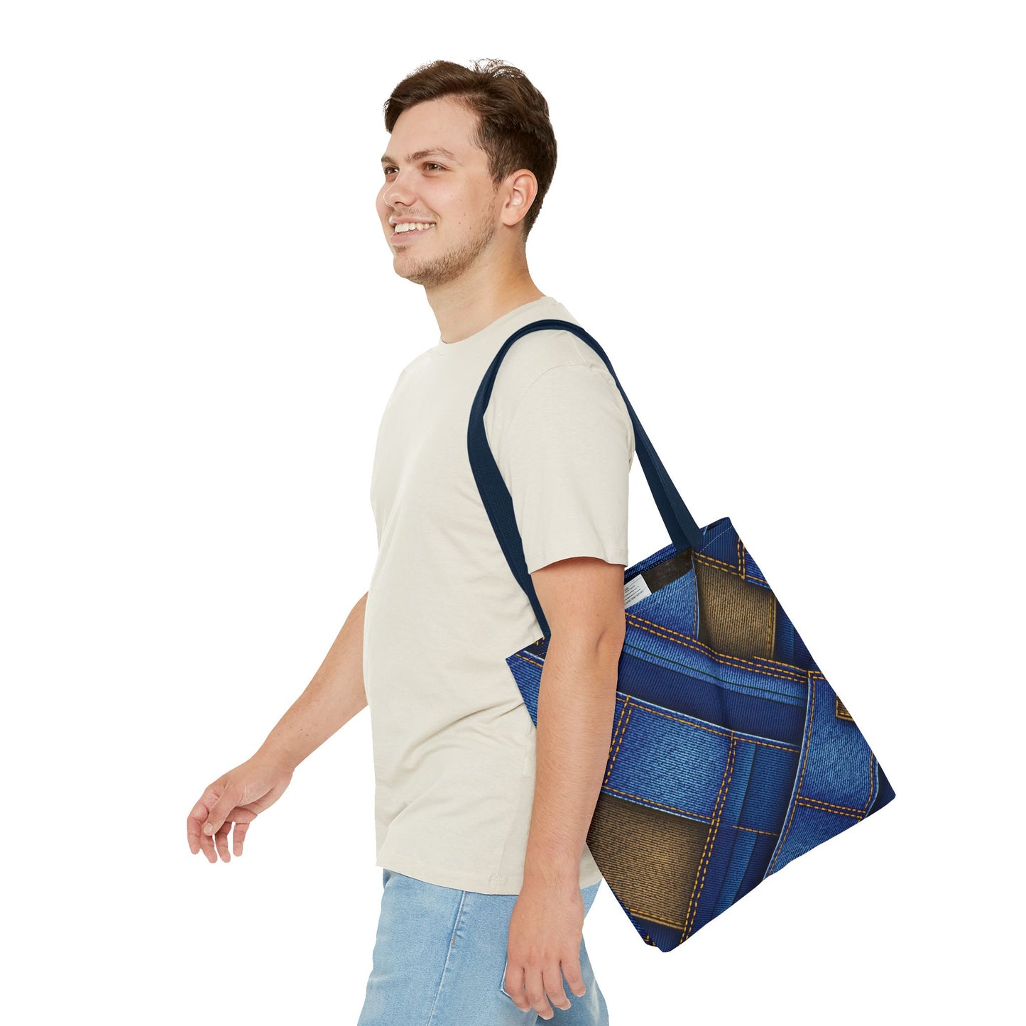 Denim Fabric Imitation Print Unisex Canvas Bag Poly Spun 3 Sizes Tote Bag 147