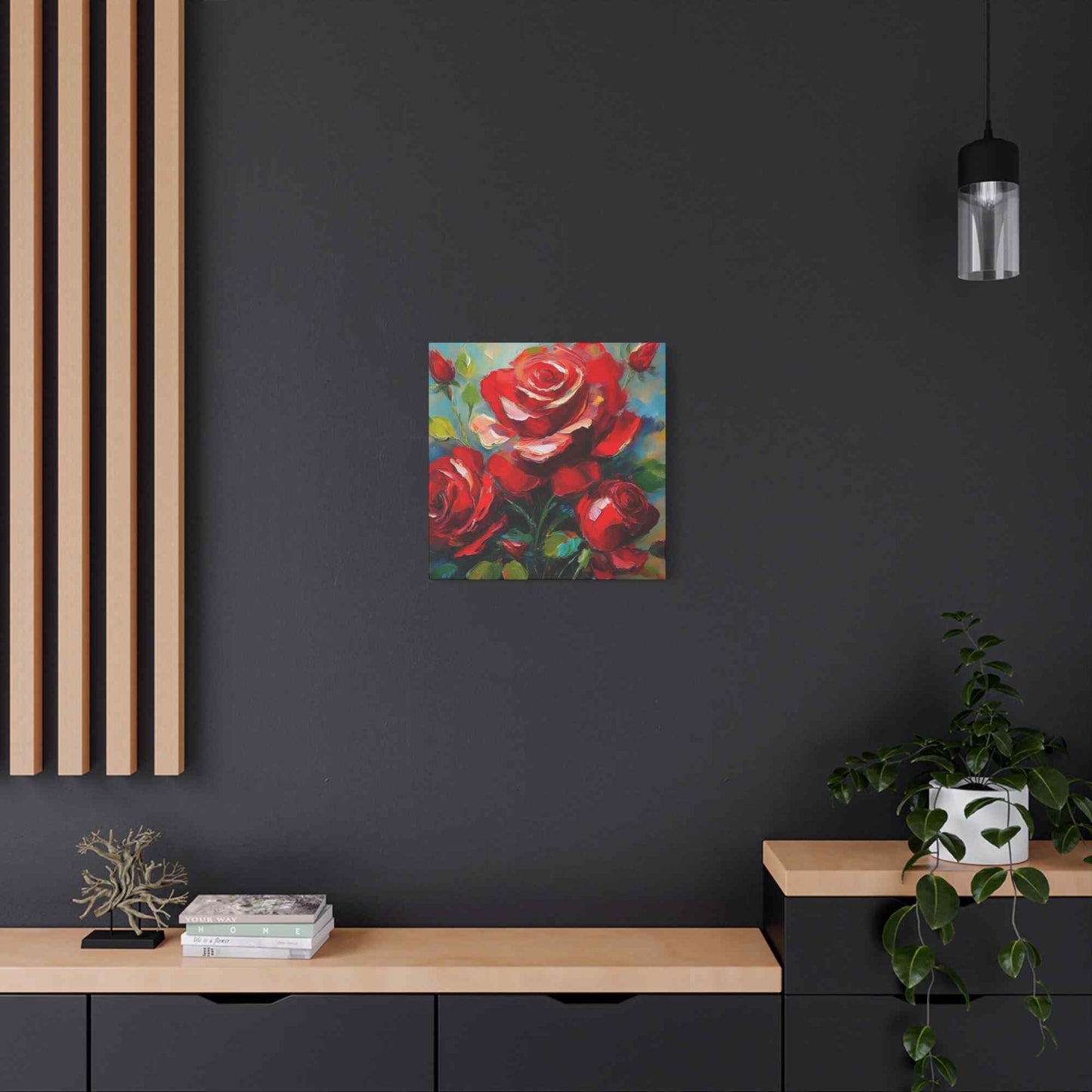 Red Roses Print Canvas, Roses Oil Paint Print 20x20, 24x24, 30x30, 32x32, 36x36, Floral Art Design Print Non-Frame MC-22
