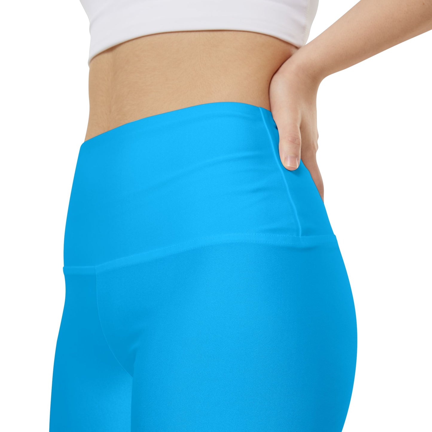 Deep Sky Blue Women's Workout Shorts — Solid High-Waist Biker Shorts for Exercise & Everyday Wear