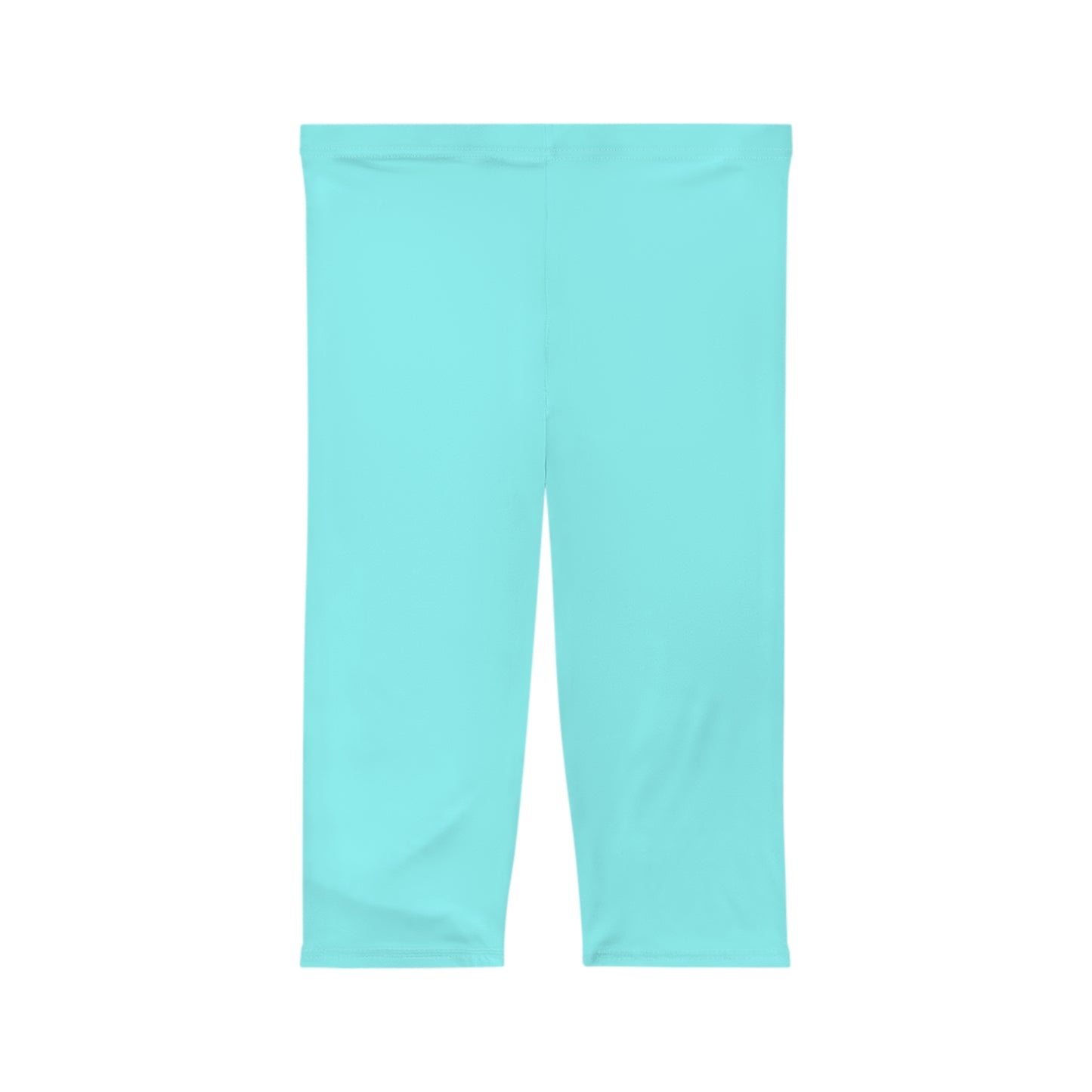Pale Cyan Blue Color Women's Brushed Suede Poly Span Casual Capri Leggings XS-2XL