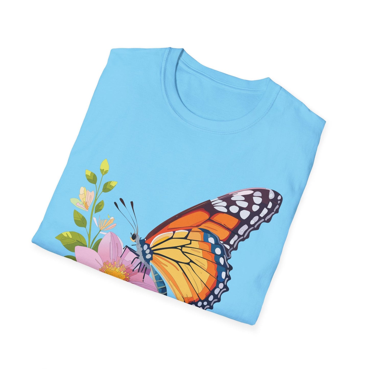 Butterfly T Shirt for Women and Men Monarch Print Softstyle Unisex Gildan 64000 Tee