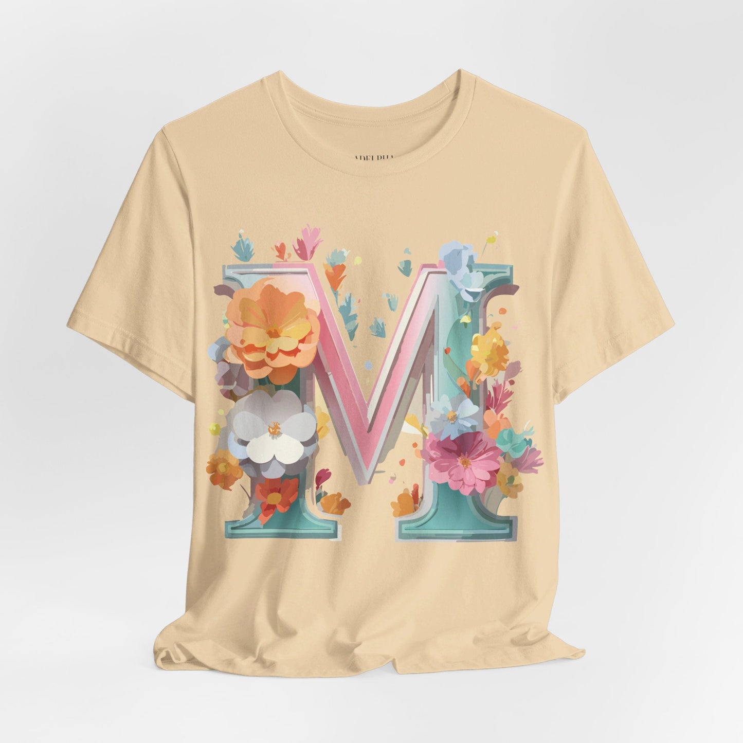 Letter M Graphic Tee Unisex Short Sleeve Shirt By Adelpha Vintage Artwork Design