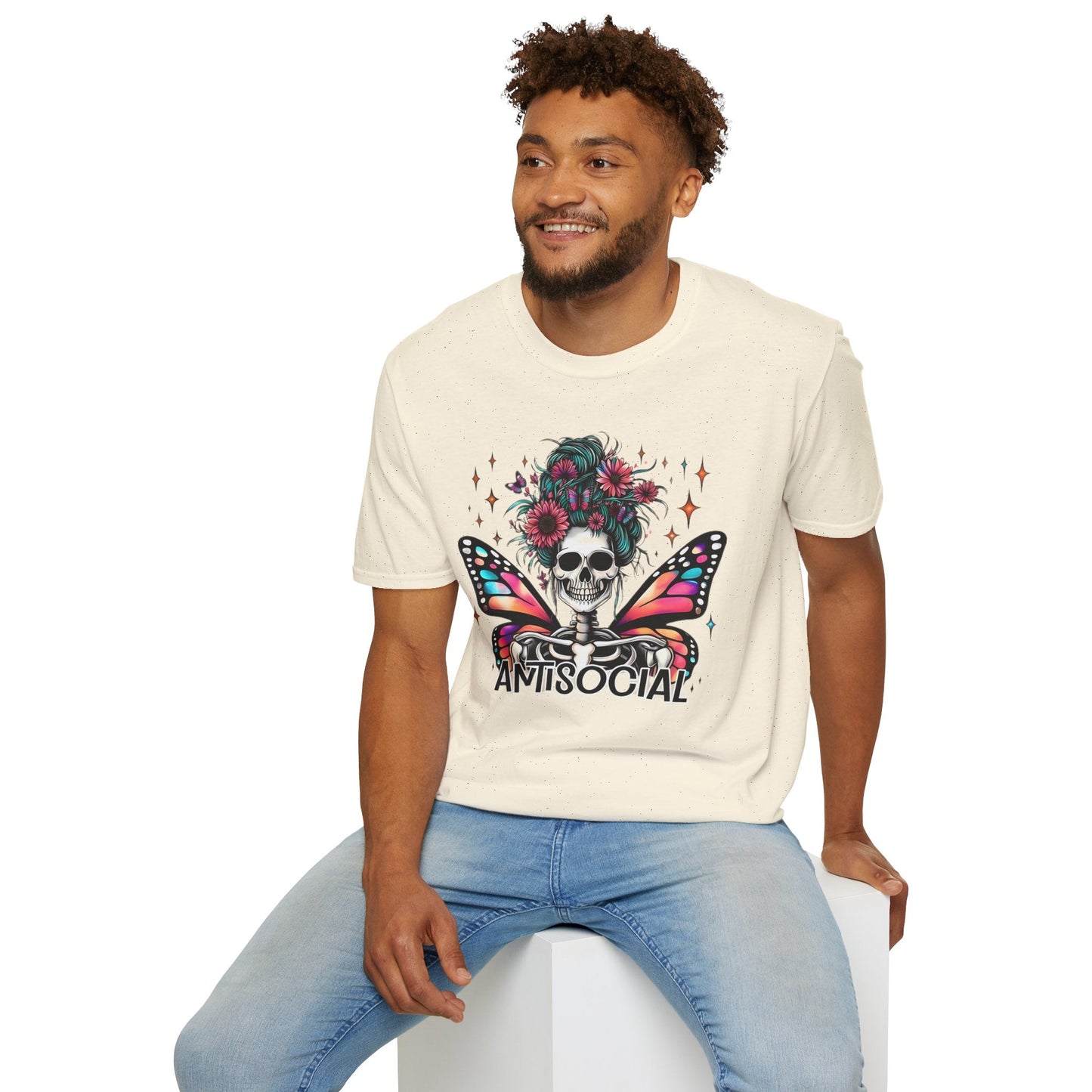 Unisex Skull Graphic Tee Shirt Short Sleeve Skeleton Gildan Softstyle 64000 100 Ring Spun Cotton