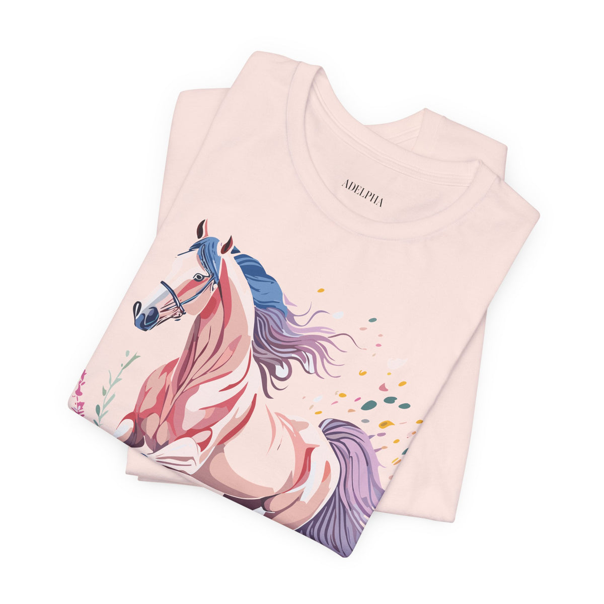 Horse Graphic Unisex Cotton Bella+Canvas Tee with Art Animal Design e25