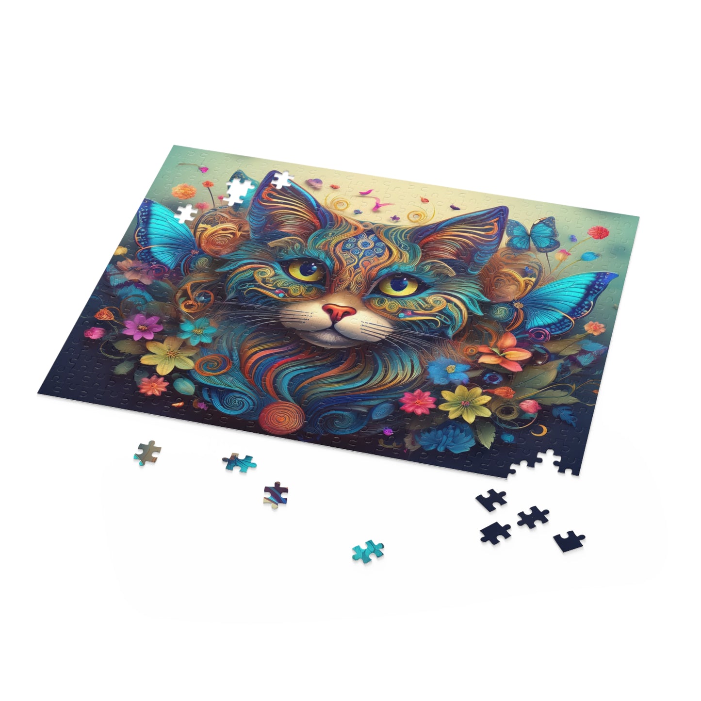 Puzzles-25 Floral Cat Face Puzzle 500-Piece  Floral Cat Puzzle 500-Piece, Kids Puzzles Size: 16" x 20",  Ages 9+