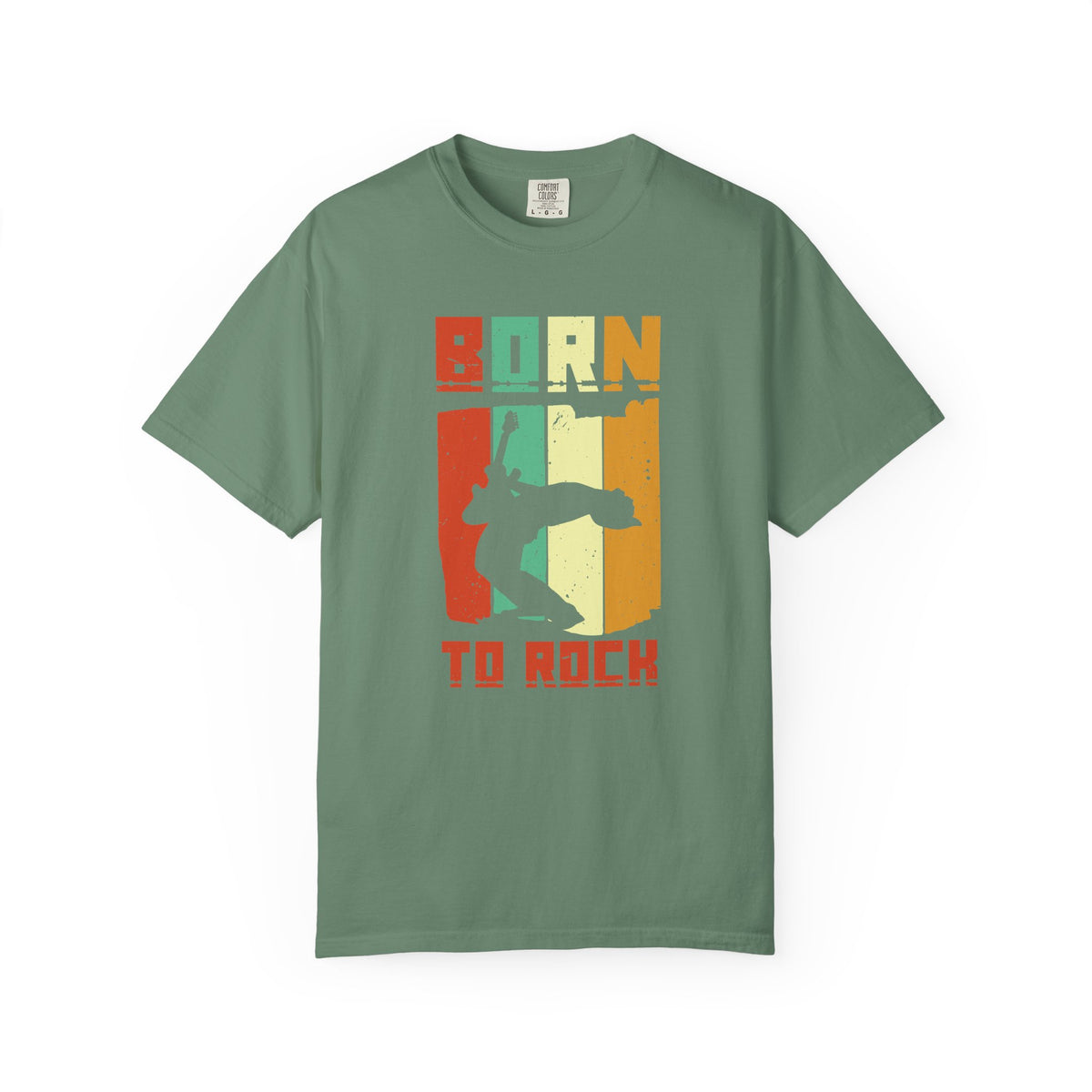 Born to Rock skateboard silhouette T-Shirt Vintage striped graphic Unisex Cotton Tee 086