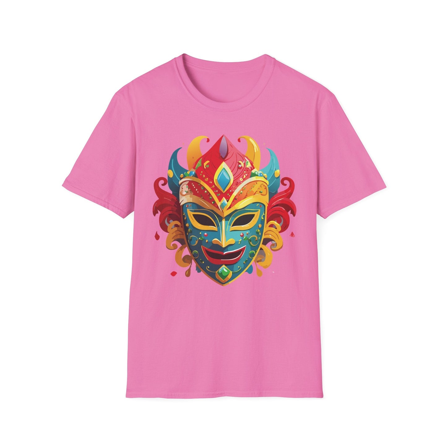 Unisex Mask Tee Shirt Gildan Softstyle 64000 Ring Spun Cotton Breathable Masquerade Design