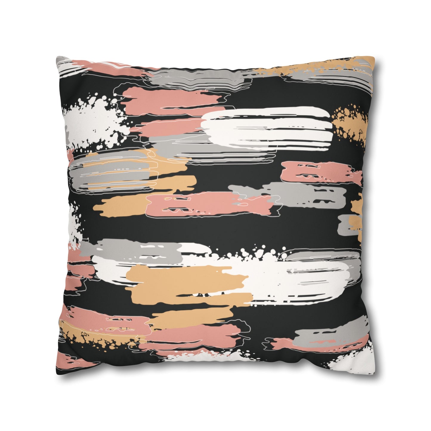 Faux Suede Pillowcase with Abstract print