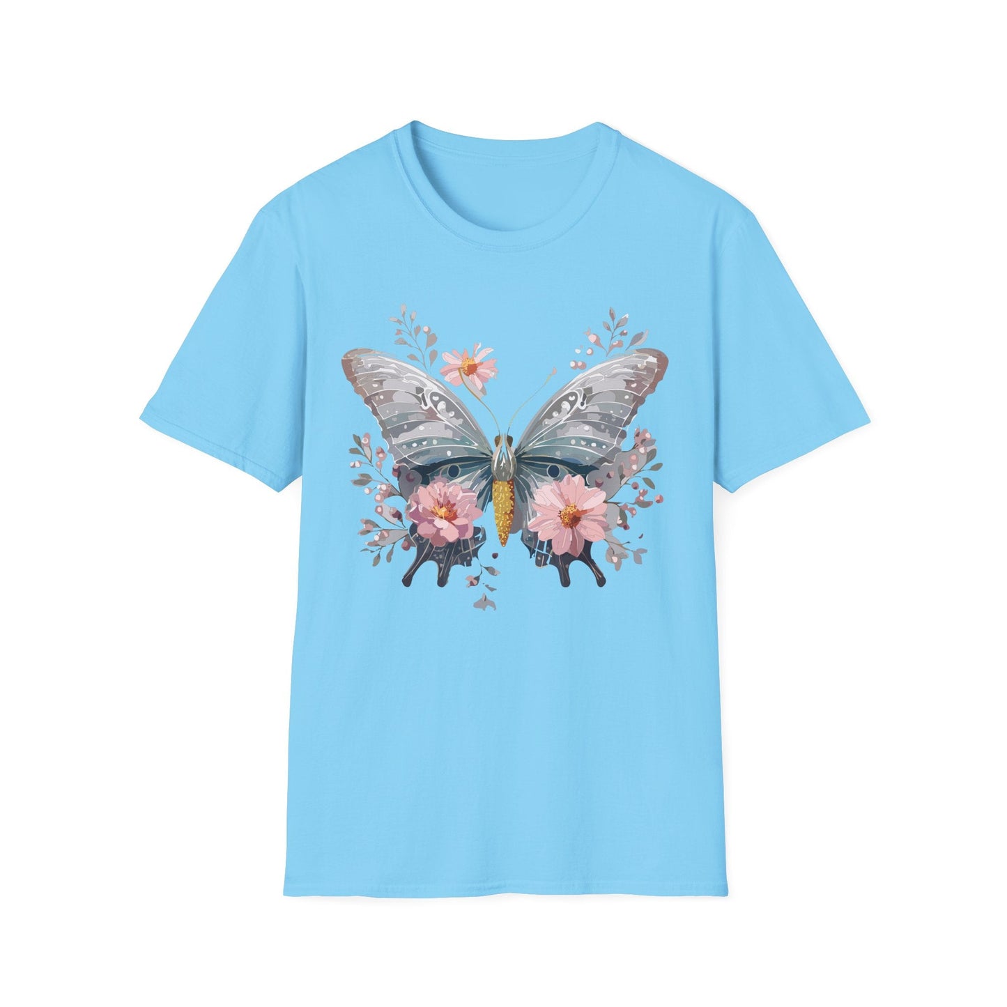 Butterfly Themed Unisex T Shirt Softstyle Monarch Gildan 64000 Ring Spun Cotton Tee
