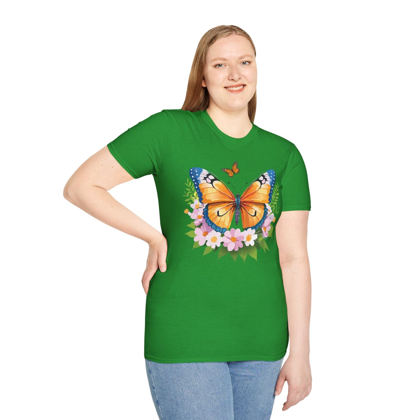 Butterfly Shirt Unisex Cotton Tee Monarch Butterfly Design Gildan Softstyle 64000 Short Sleeve
