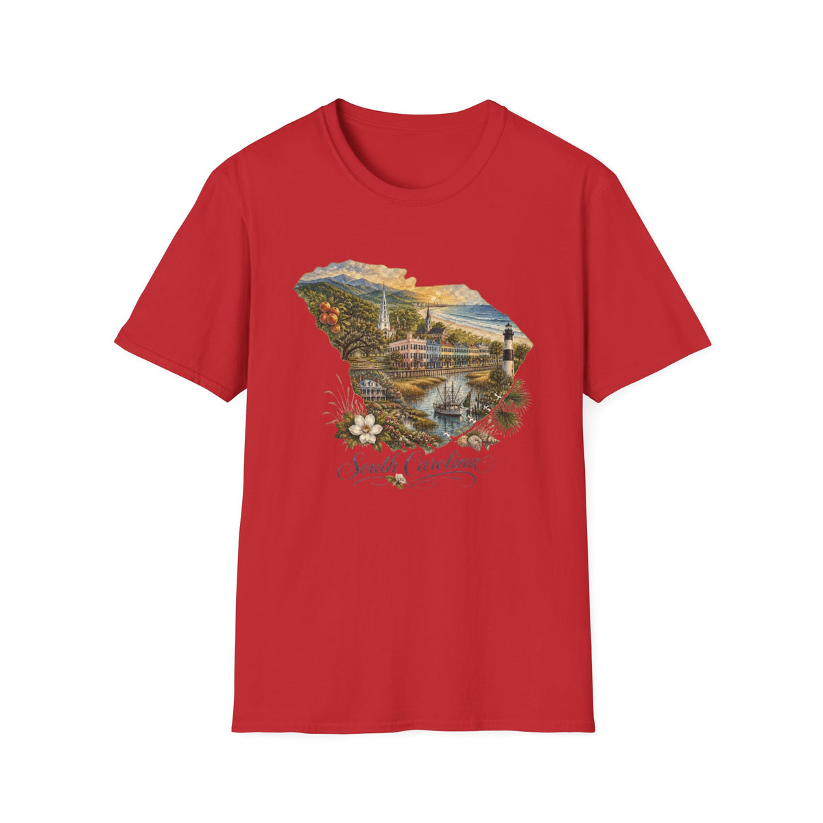South Carolina State Travel Tourist Graphic Design Unisex 100 Cotton Gildan T-Shirt