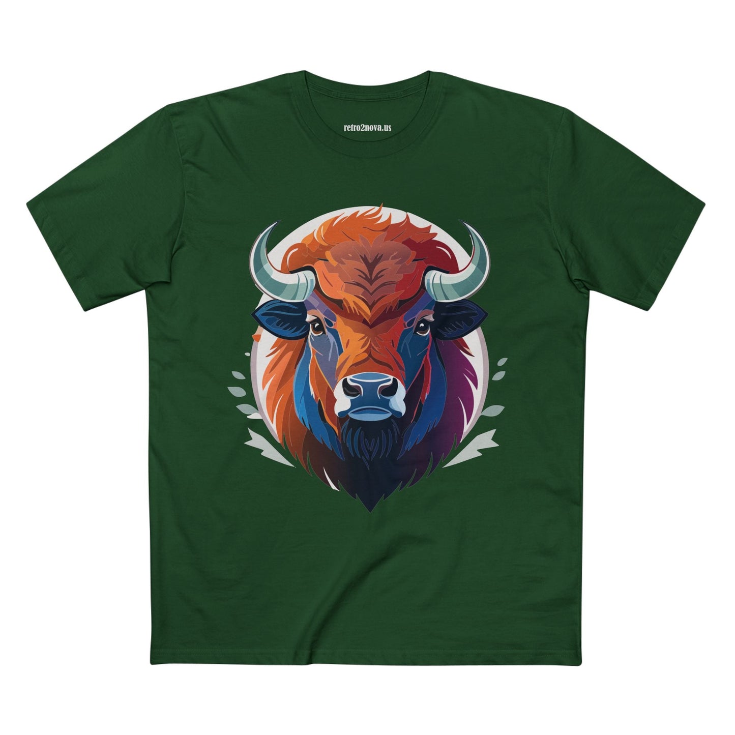 Bison Animal Shirt Unisex Premium Cotton Tee With Original Art Design From Retro2Nova Art Collection Edition