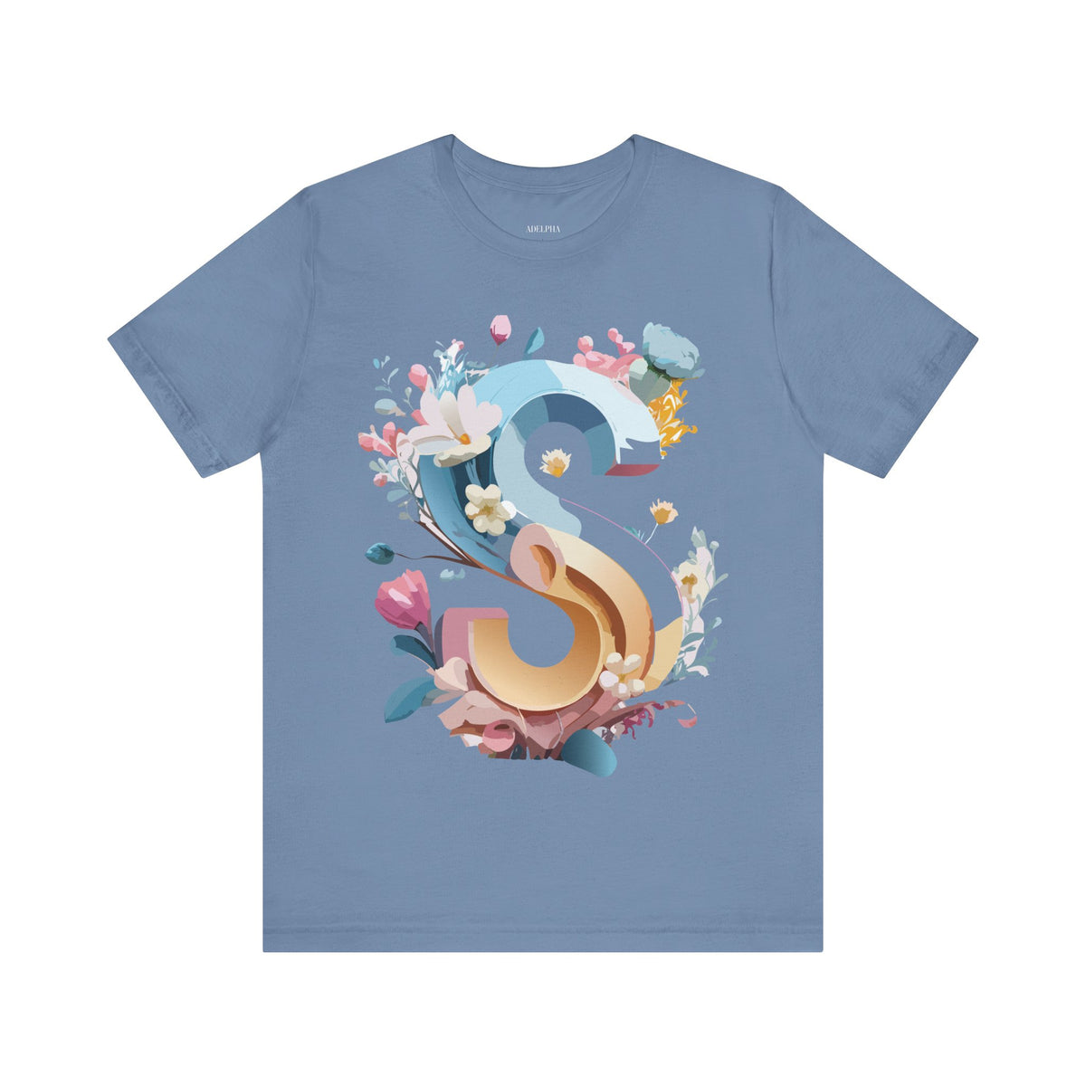 Letter S Graphic Unisex Cotton Bella+Canvas Tee with Art Letter Design