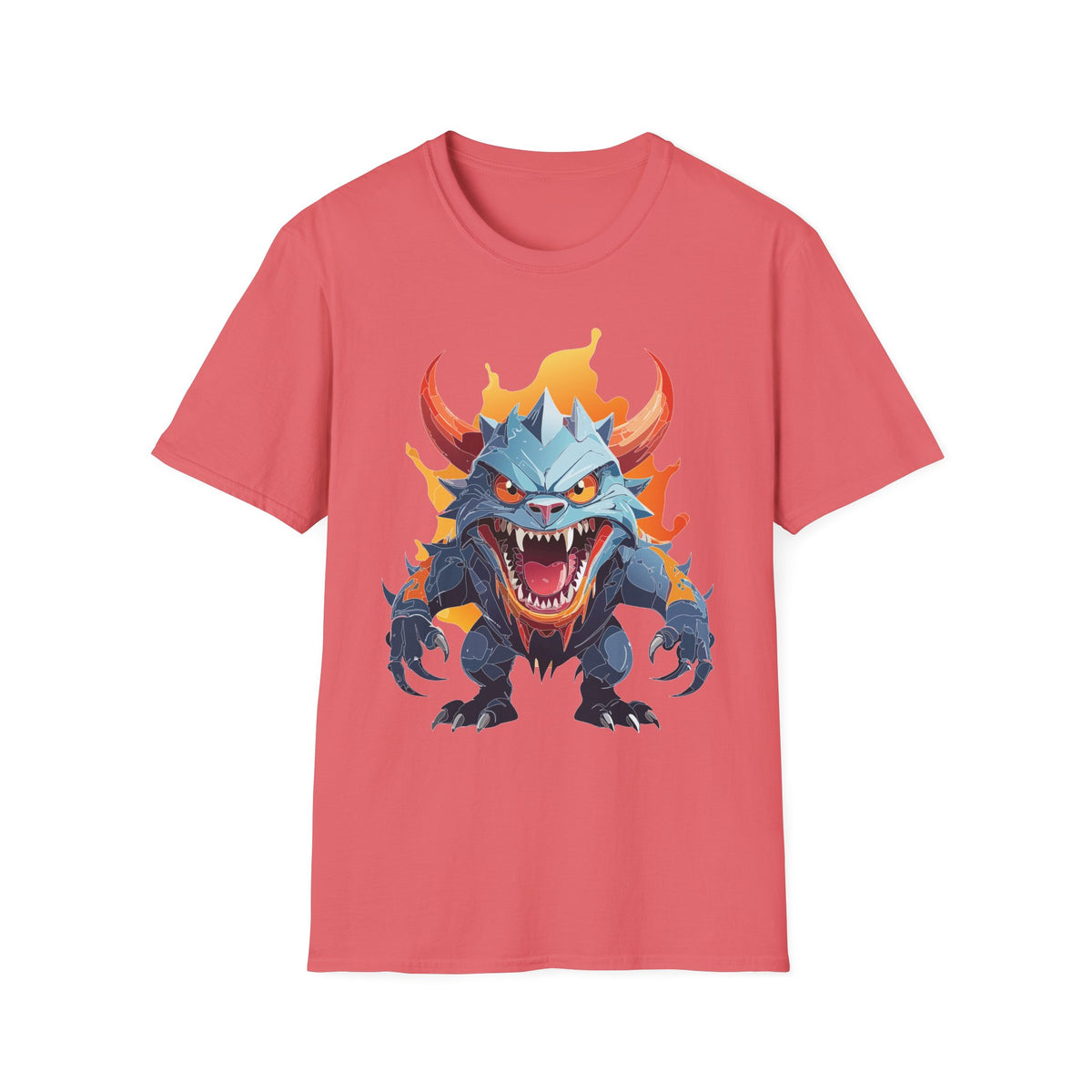 Monster Dragon T-Shirt — Fierce Fire-Breathing Creature Cartoon Graphic Tee Unisex 100 Cotton Gildan T-Shirt