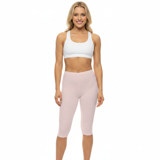 Misty Rose Color Women's Brushed Suede Poly Span Casual Capri Leggings XS-2XL