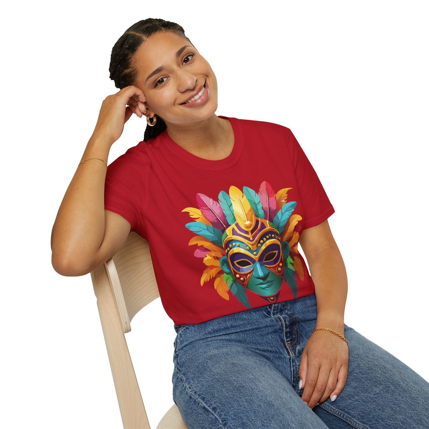 Mask Graphic Unisex Cotton Masquerade Design Artwork Tee 1