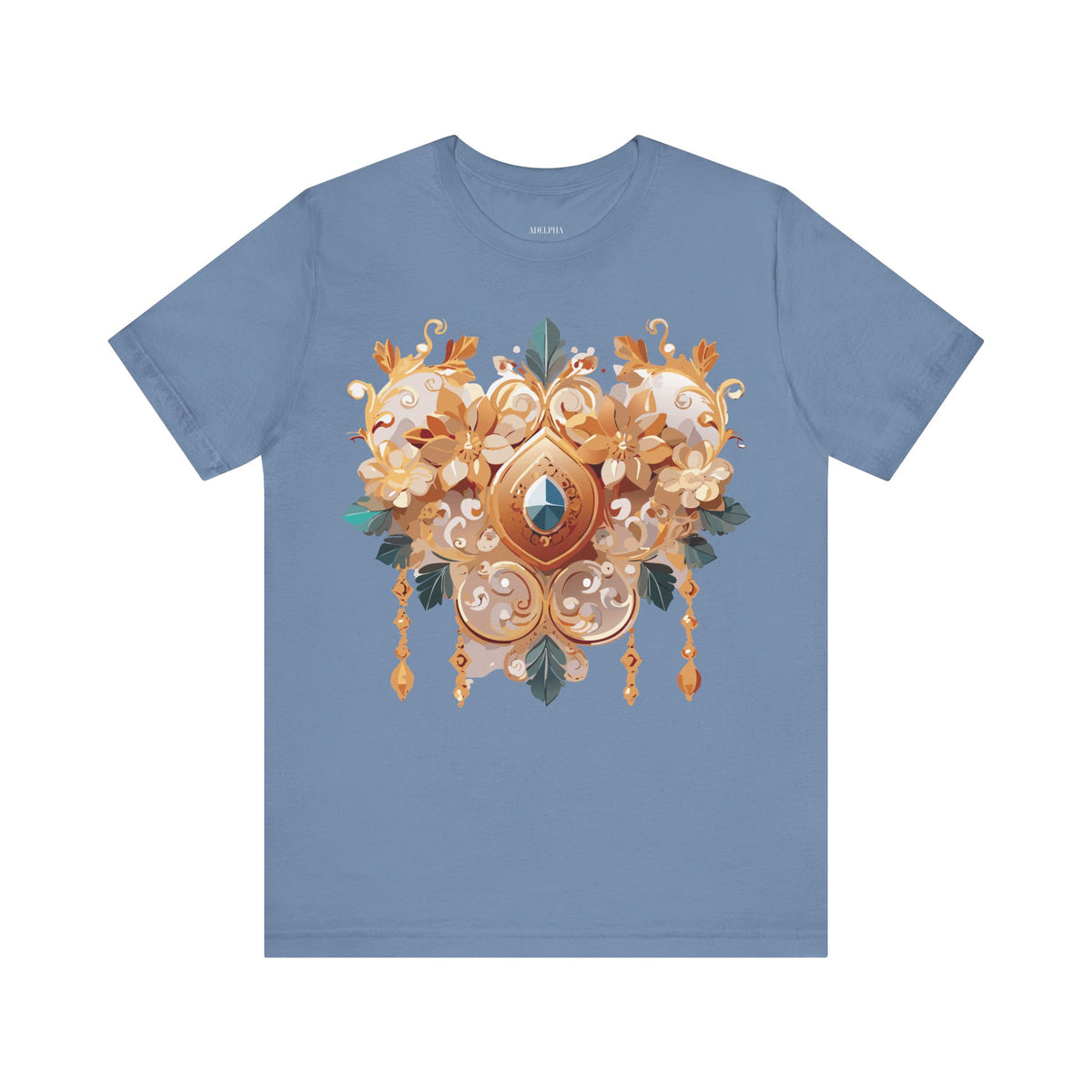 Jewelry Graphic Unisex Cotton Bella+Canvas Tee with Gemstones Art Design m52