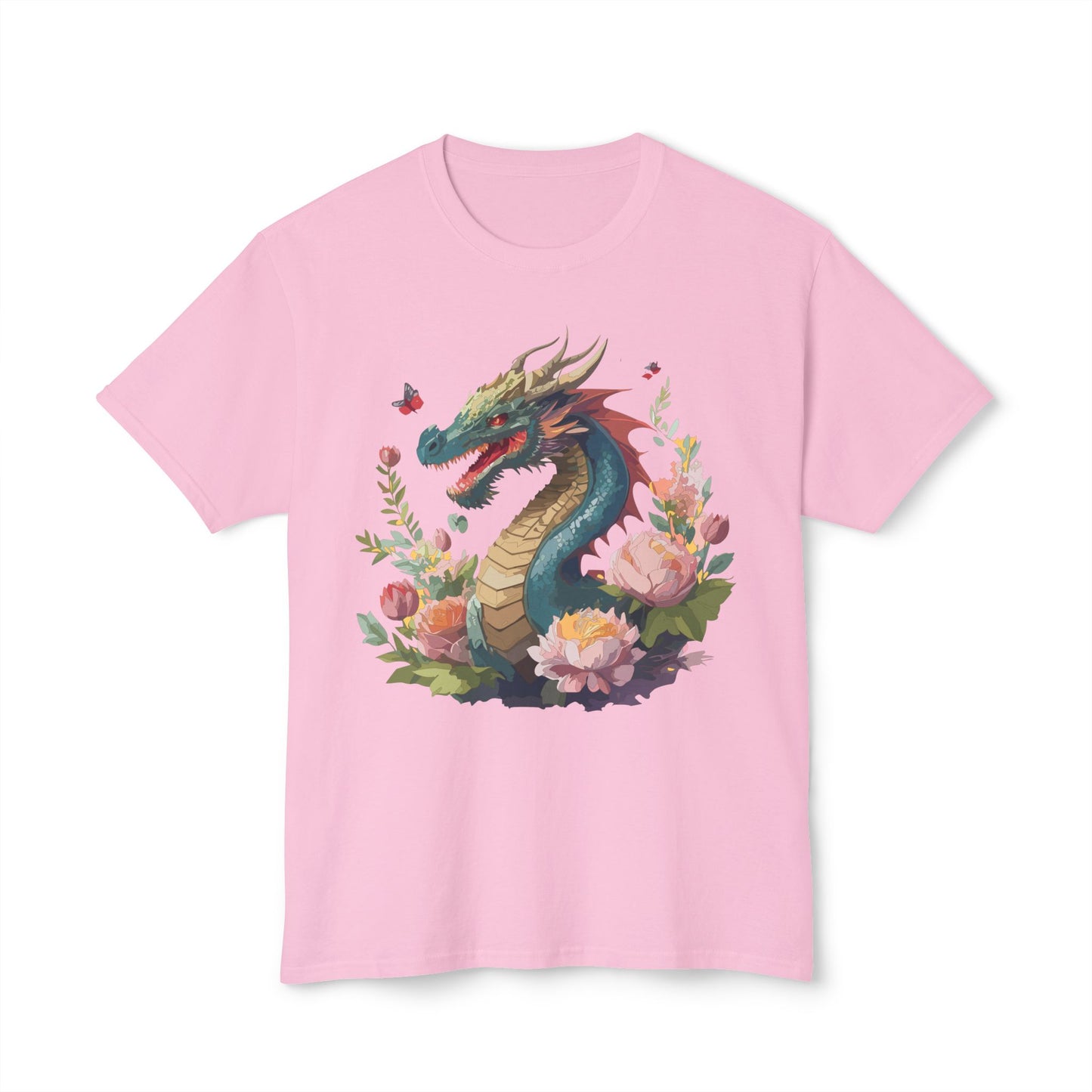 Dragon T-Shirt, Vintage Dragon Tee, Floral Tees, Dragon Art Design Shirt, Tee Shirt with Dragon 8