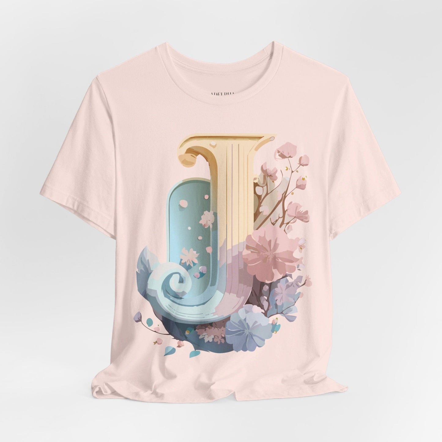 Letter J Shirt Unisex Graphic Tee Adelpha Vintage Inspired Artwork Design Short Sleeve