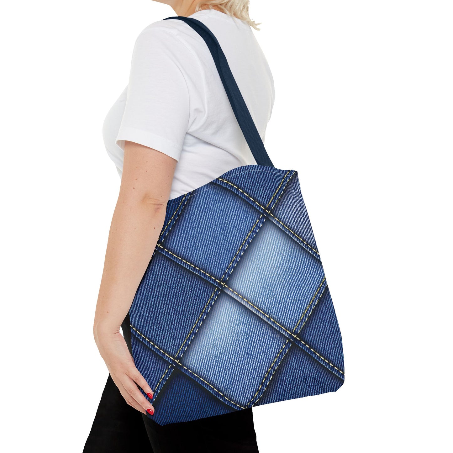 Denim Fabric Imitation Print Unisex Canvas Bag Poly Spun 3 Sizes Tote Bag 101