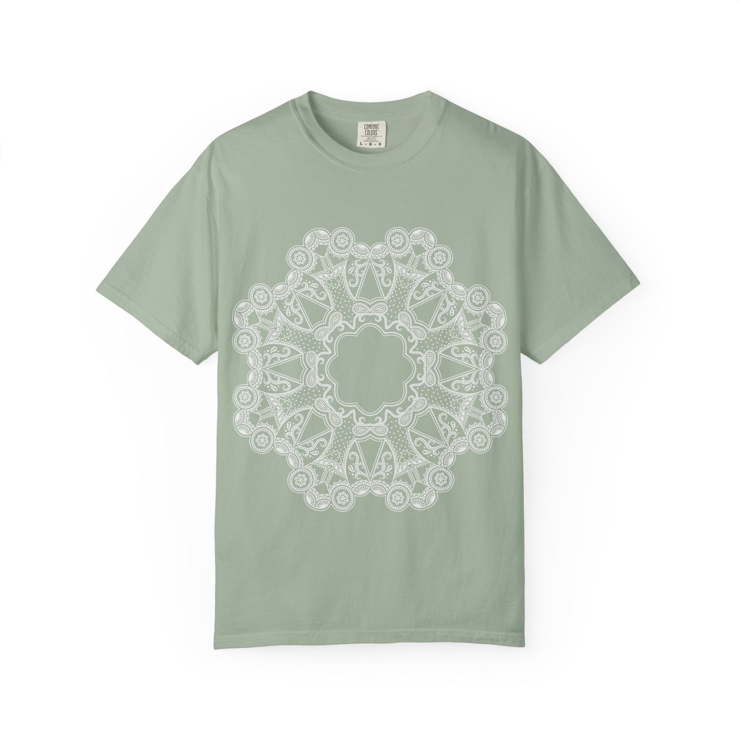Unisex Garment Dyed Cotton T-Shirt with Mandala Graphic Design