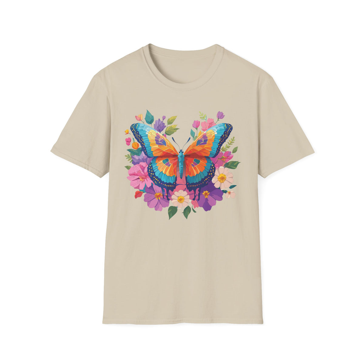 Colorful Butterfly Floral Tee | Vibrant Monarch Butterfly Graphic Tee Unisex 100 Cotton Gildan T-Shirt