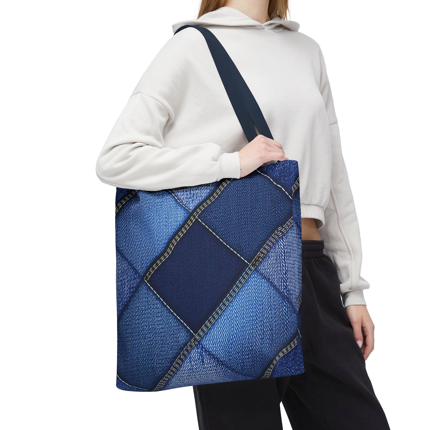 Denim Fabric Imitation Print Unisex Canvas Bag Poly Spun 3 Sizes Tote Bag 105