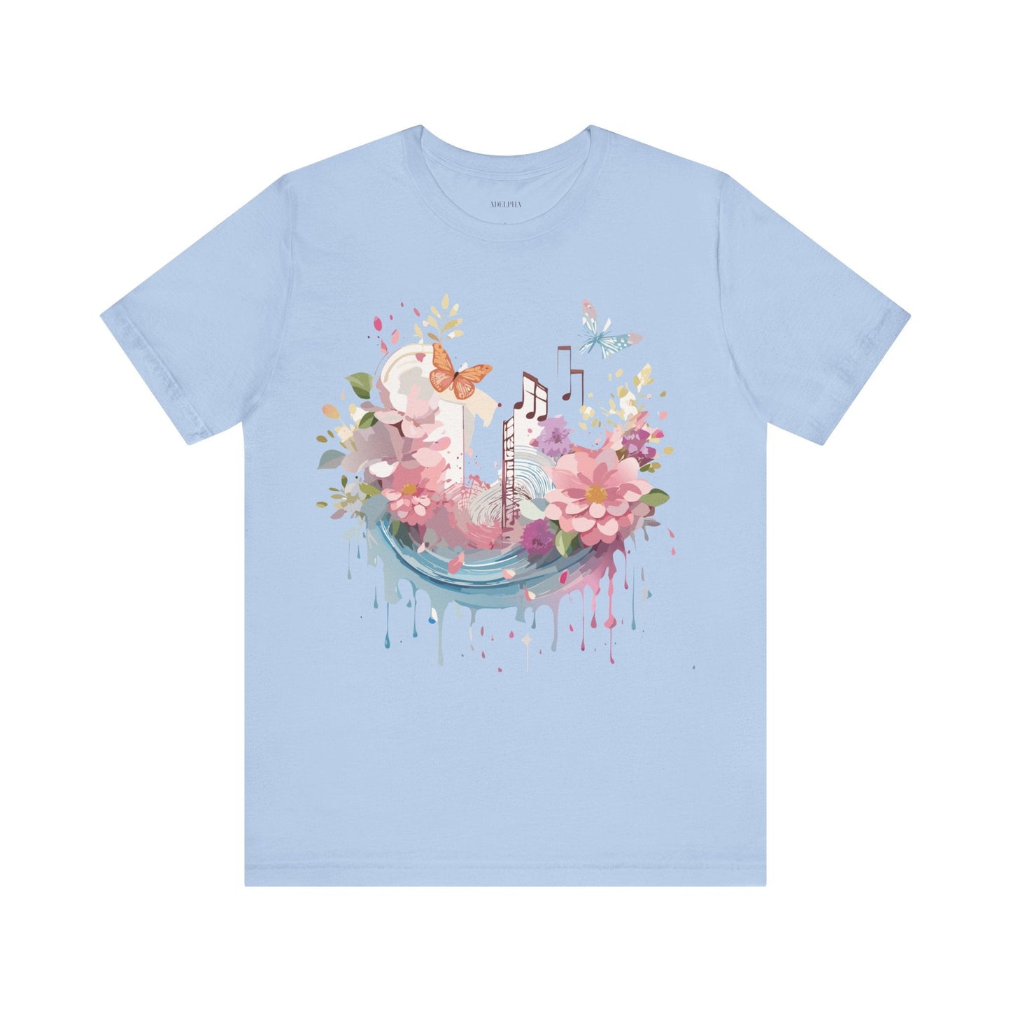 Music Graphic Unisex 100 Cotton Vintage Art with Musical Elements Tee 122