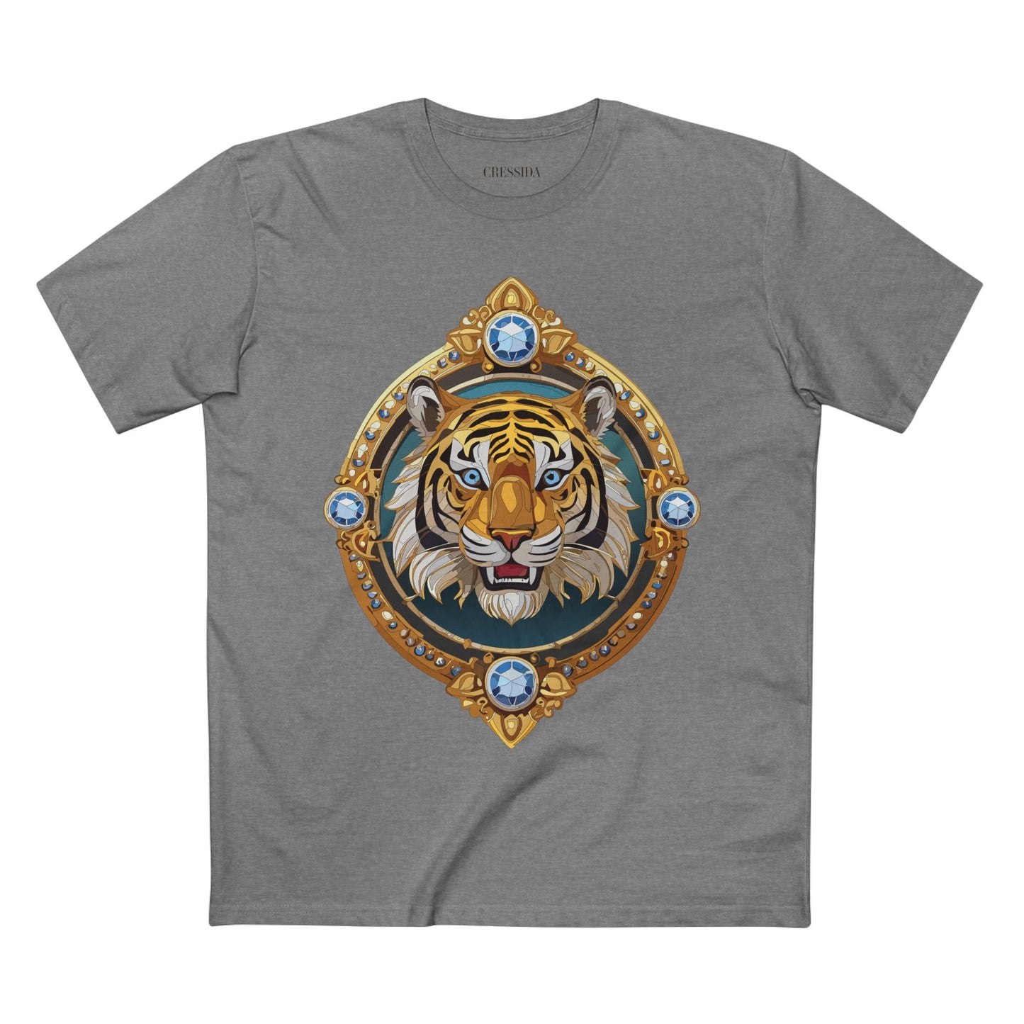 Tiger Graphic Unisex 100 Cotton Tee With Unique Animal Golden Medallion Art Design 6