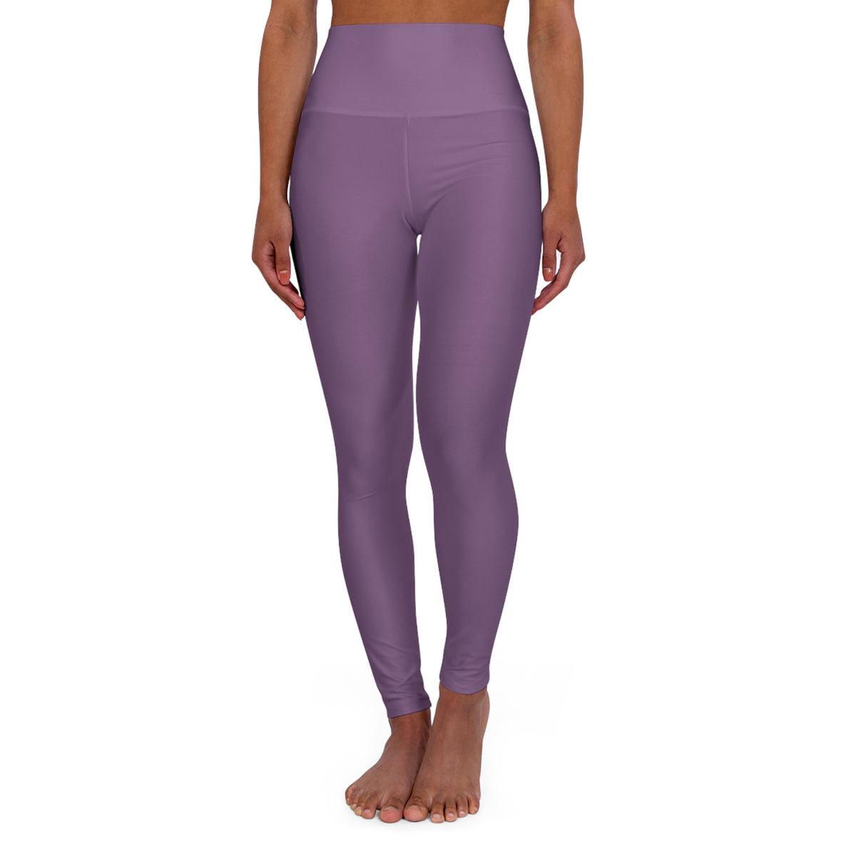 Dusty Lavender Color High-Waist Yoga Leggings Women's Seamless Poly-Span Stretchy Pants XS-2XL