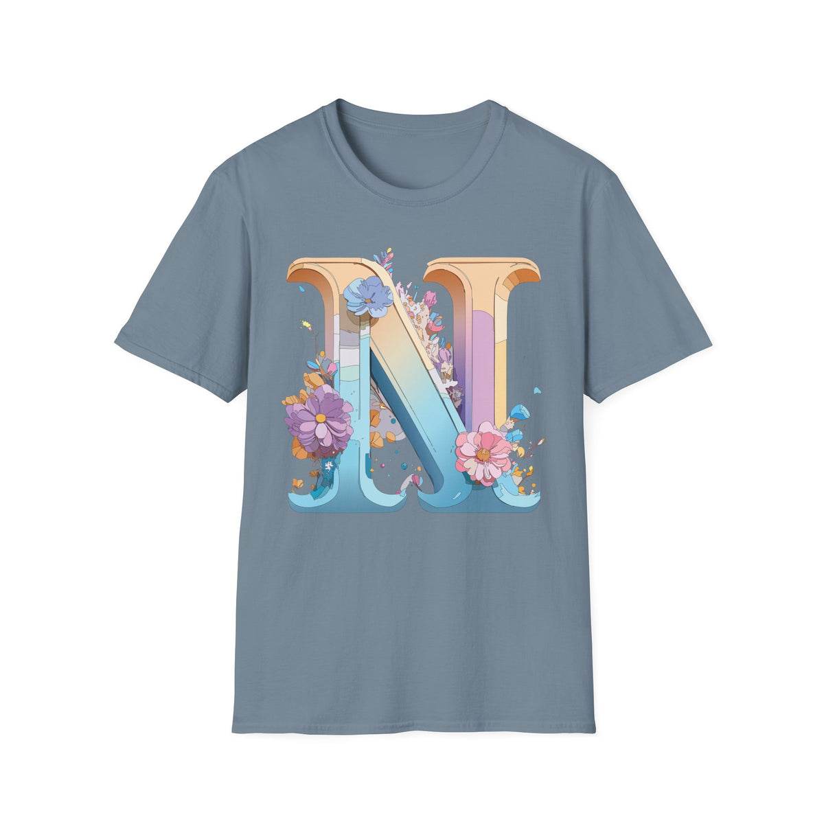 Floral Letter N T-Shirt | Botanical Monogram Tee